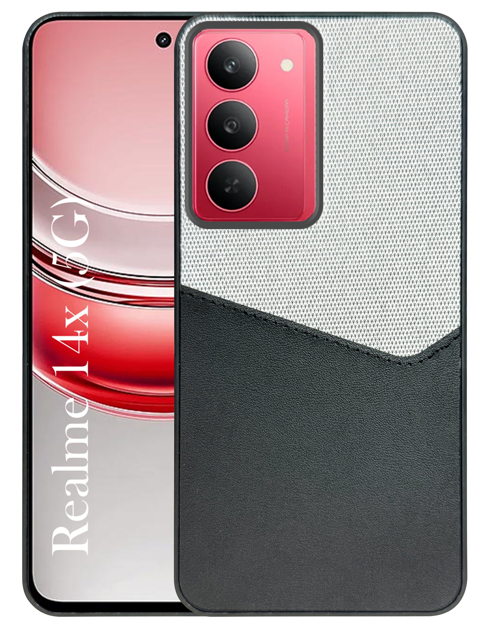 For Realme 14X Back Cover Case (Dual PU Leather Stitch | Professional Minimalist | Soft and Flexible)