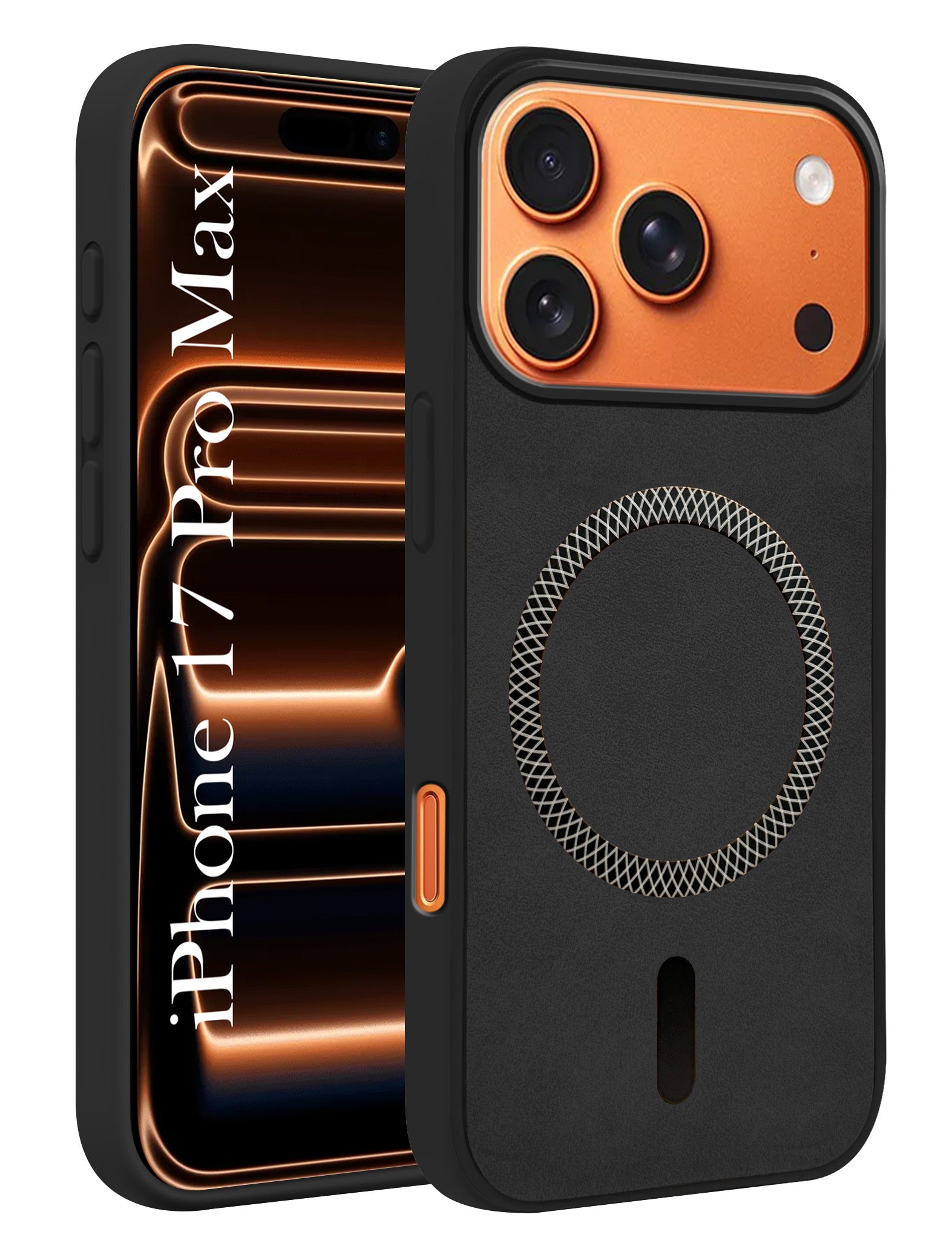 For Apple iPhone 17 Pro Max Back Cover Case Leather Finish (MagSafe Compatible Wireless Charging | Soft Touch | Camera Bump Protection)