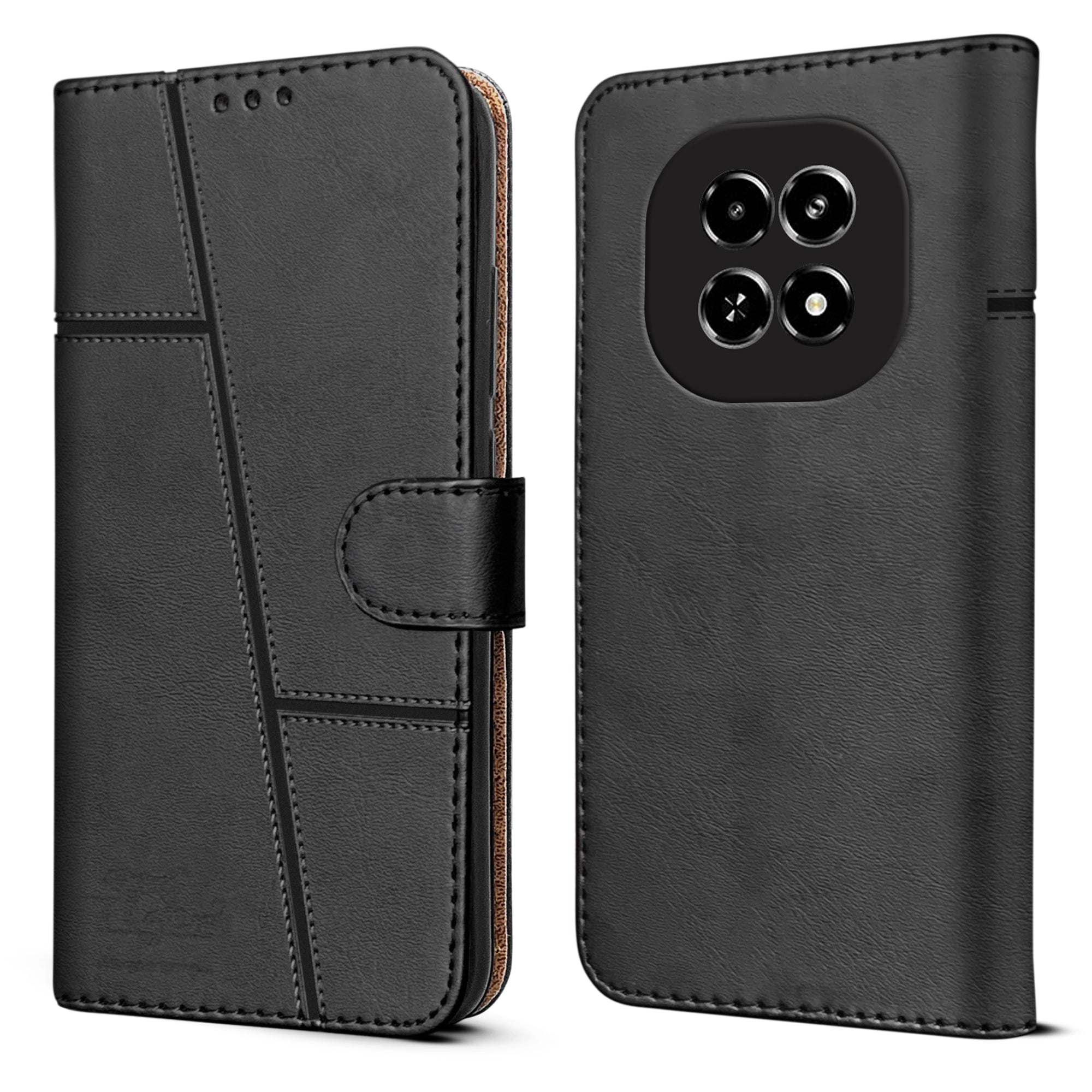 For Realme C63 5G Flip Cover Case ( Stitched Leather with Magnetic Closure)