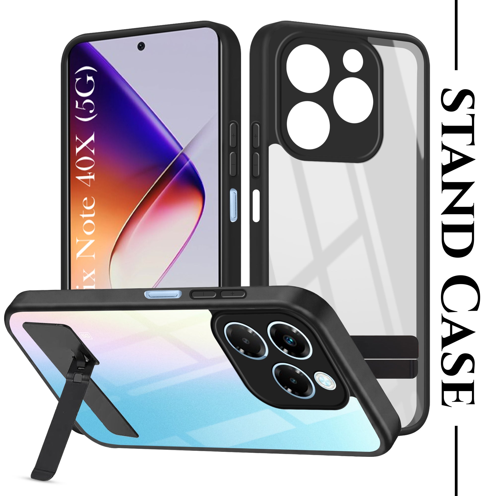 For Infinix Note 40X 5G Back Cover Case (Built-in Stand | Lifetime Anti Yellow | Kickstand Shockproof | Camera Protection | MagSafe Compatible)