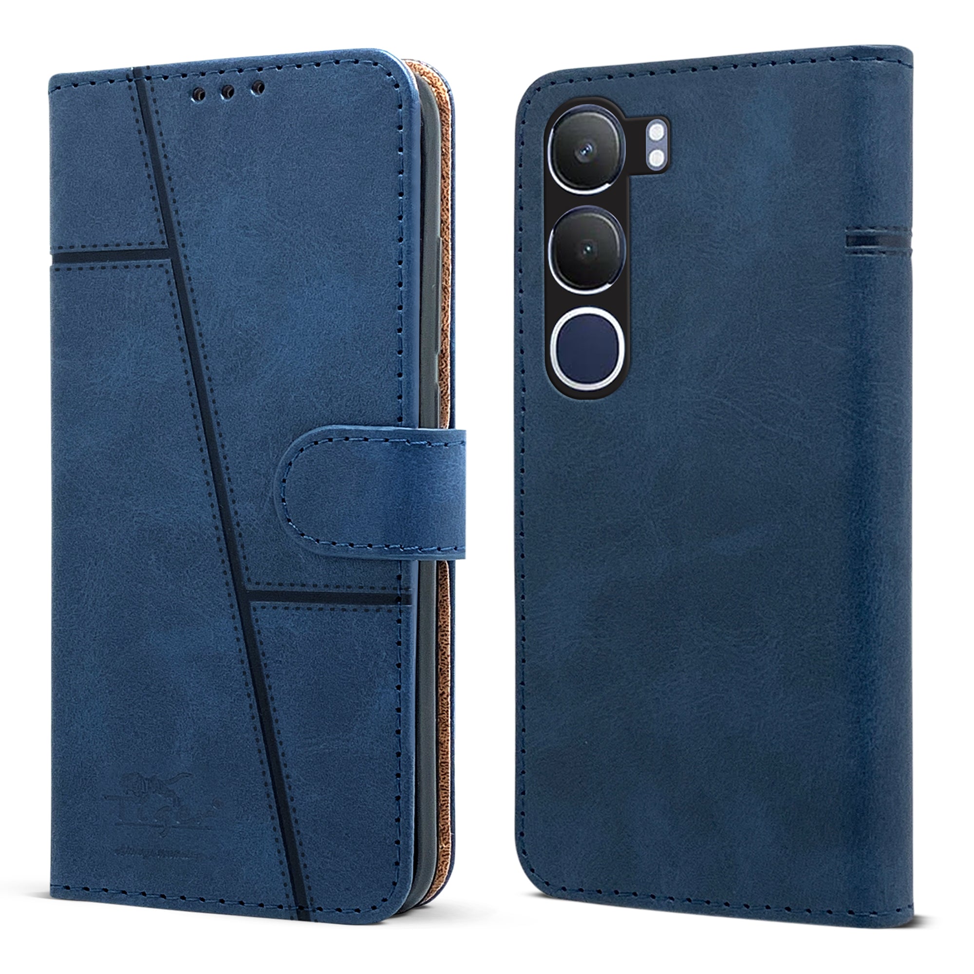 For vivo Y29 Flip Cover Case ( Stitched Leather with Magnetic Closure)