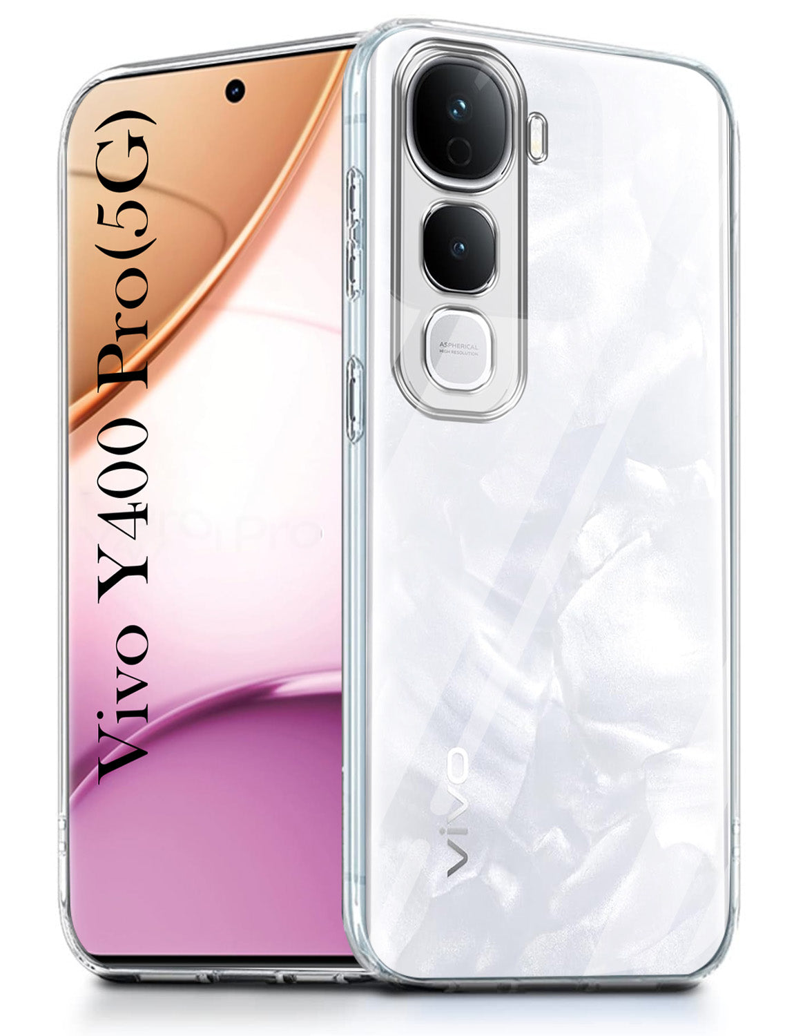 For Vivo Y400 Pro Back Cover ( Silicone Clear Shockproof Case with Camera Protection and Dust Plugs | Transparent)