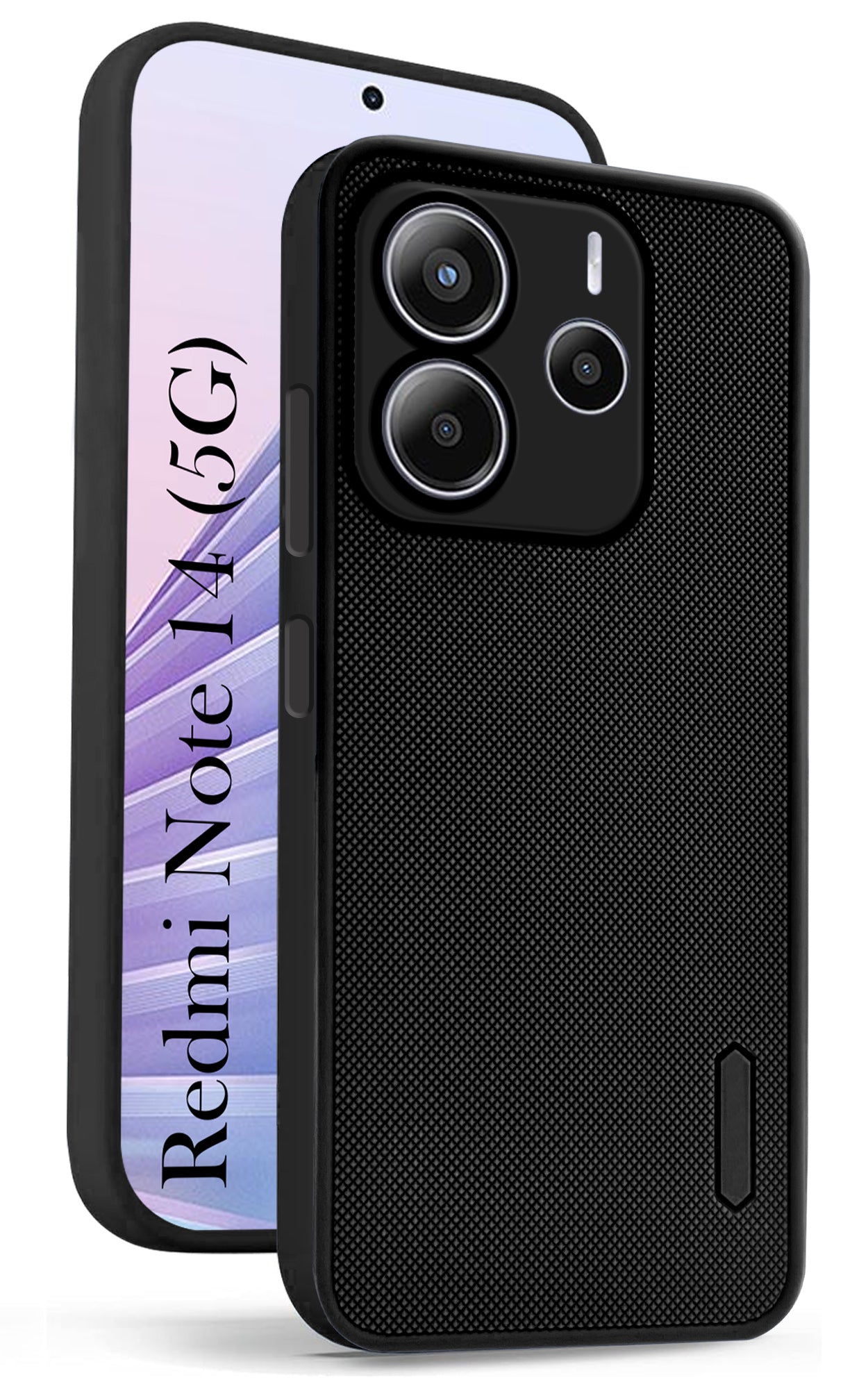 For Redmi Note 14 5G | Redmi Note 14 SE Back Cover Case (Textured Grip Design | Micro-Fiber Cloth Inside | Slim and Light Weight | Soft Touch and Feel | Black)