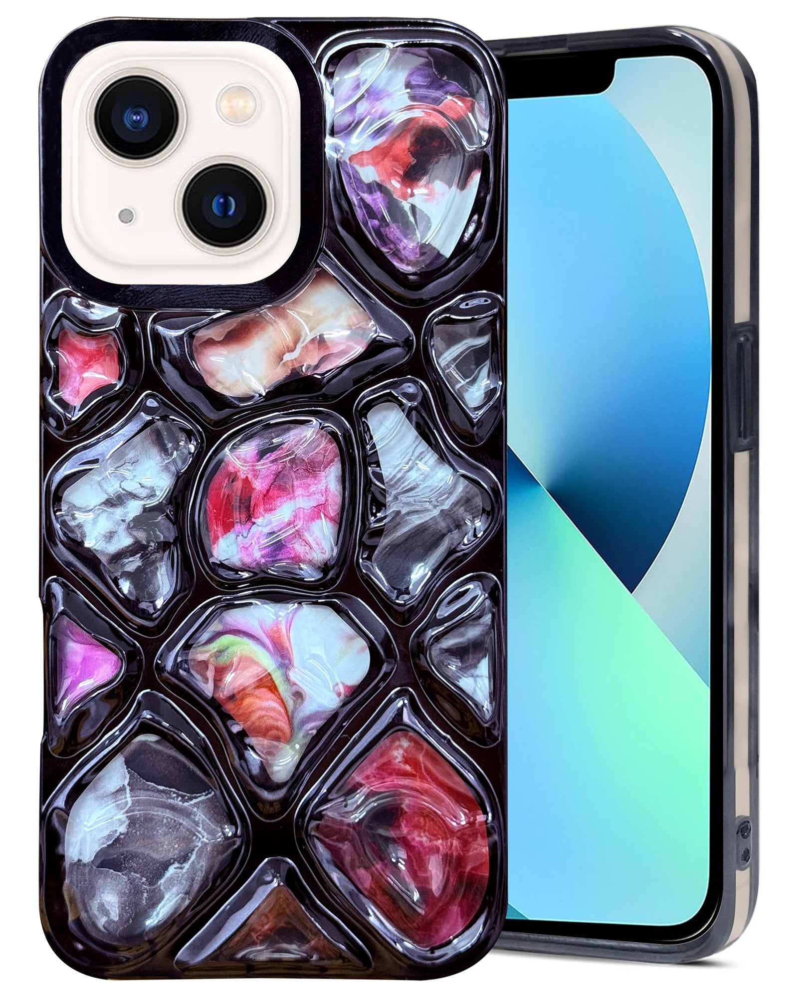 For Apple iPhone 13 Back Cover Case ( Dual Design Glitter Sparkle and Detachable Diamond Print Case | Soft and Flexible)