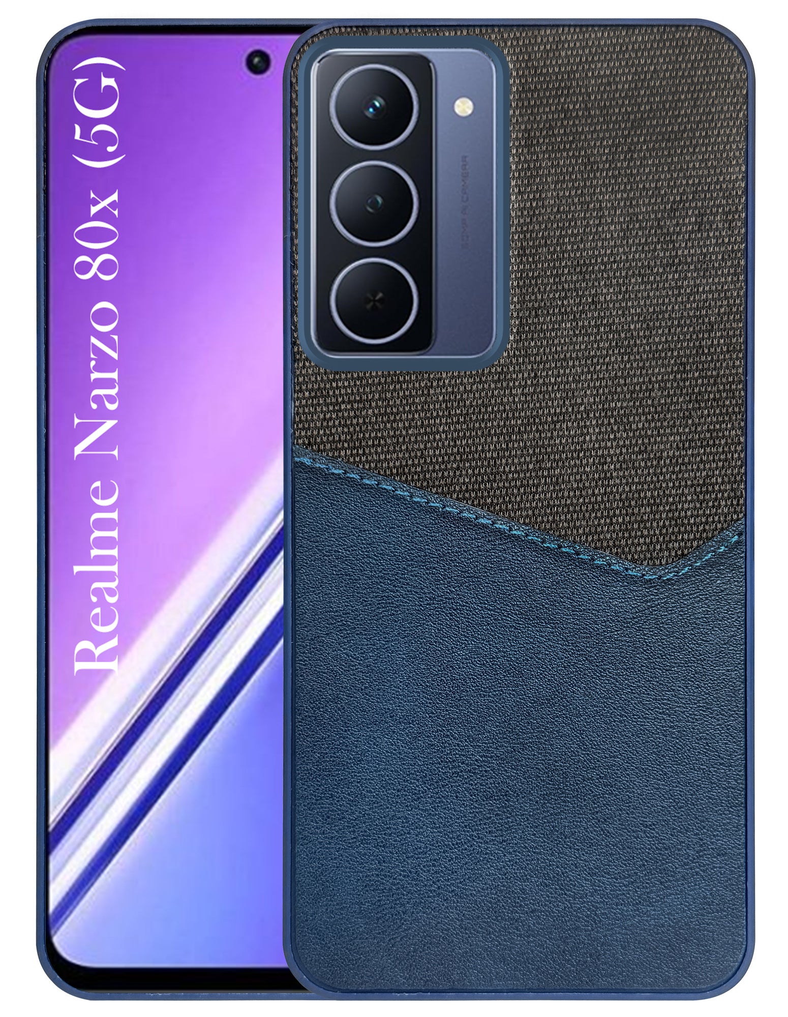 For Realme Narzo 80x Back Cover Case (Dual PU Leather Stitch | Professional Minimalist | Soft and Flexible)