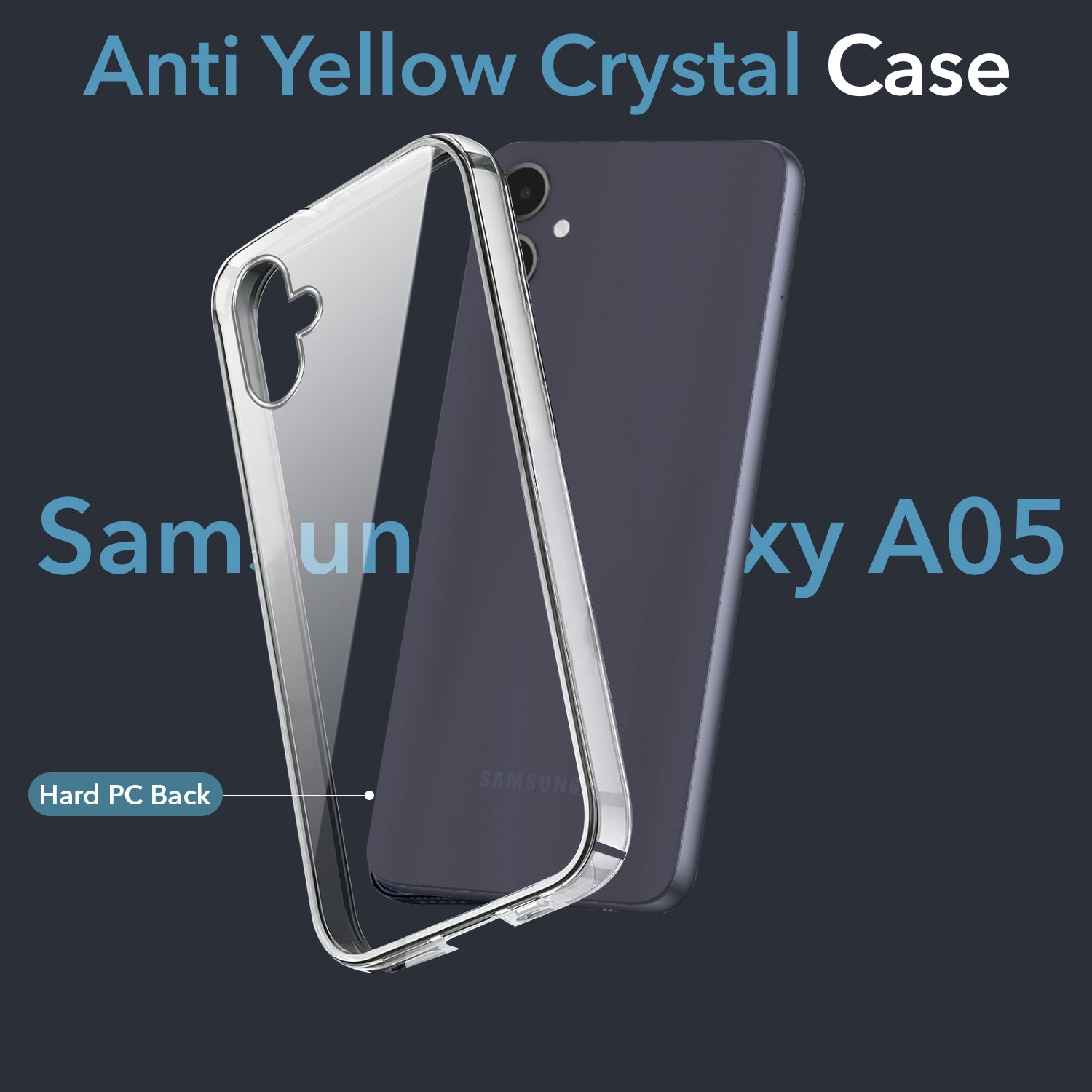 For Samsung Galaxy A05 Back Cover Case (Hard Anti Yellow Clear Case | Sleek Hard Crystal Clear | Drop & Camera Protection | Shockproof Polycarbonate)