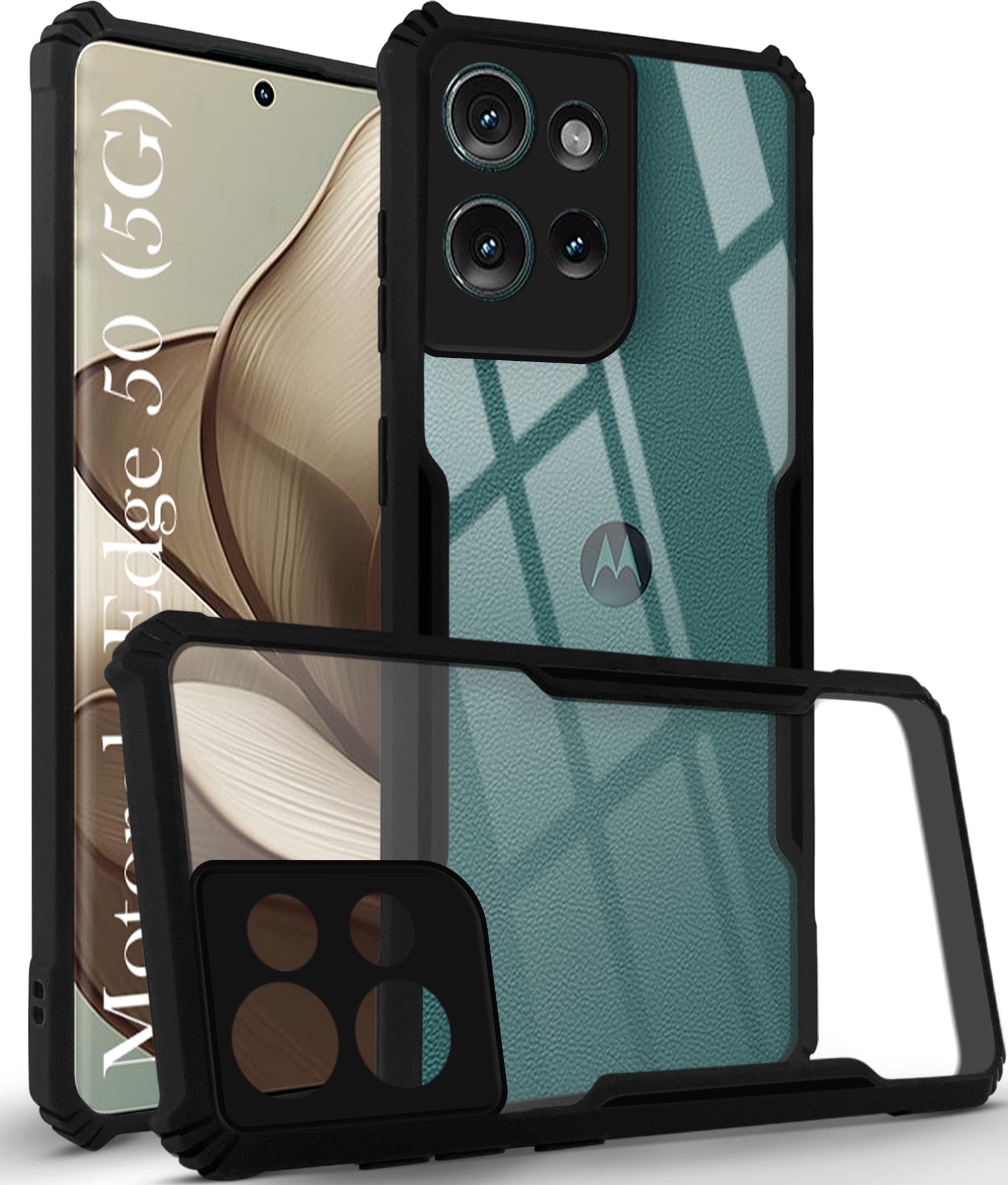 For Motorola Edge 50 Back Cover Case( Shockproof with Polycarbonate Clear Panel | Professional )