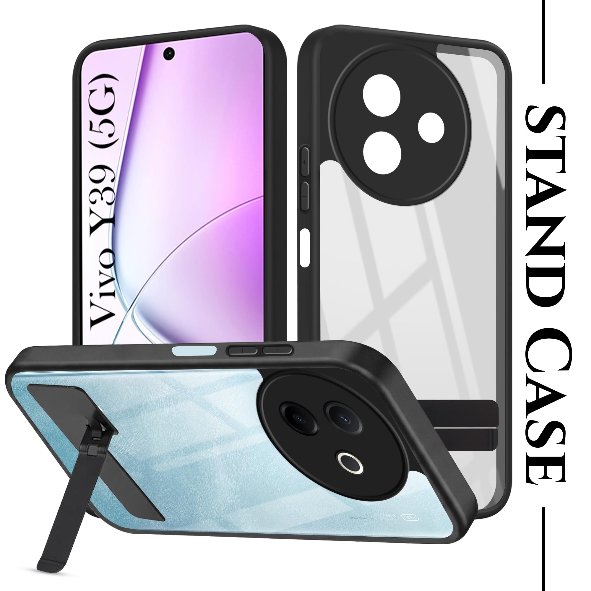 For Vivo Y39 Back Cover Case (Built-in Stand | Lifetime Anti Yellow | Kickstand Shockproof | Camera Protection | MagSafe Compatible)