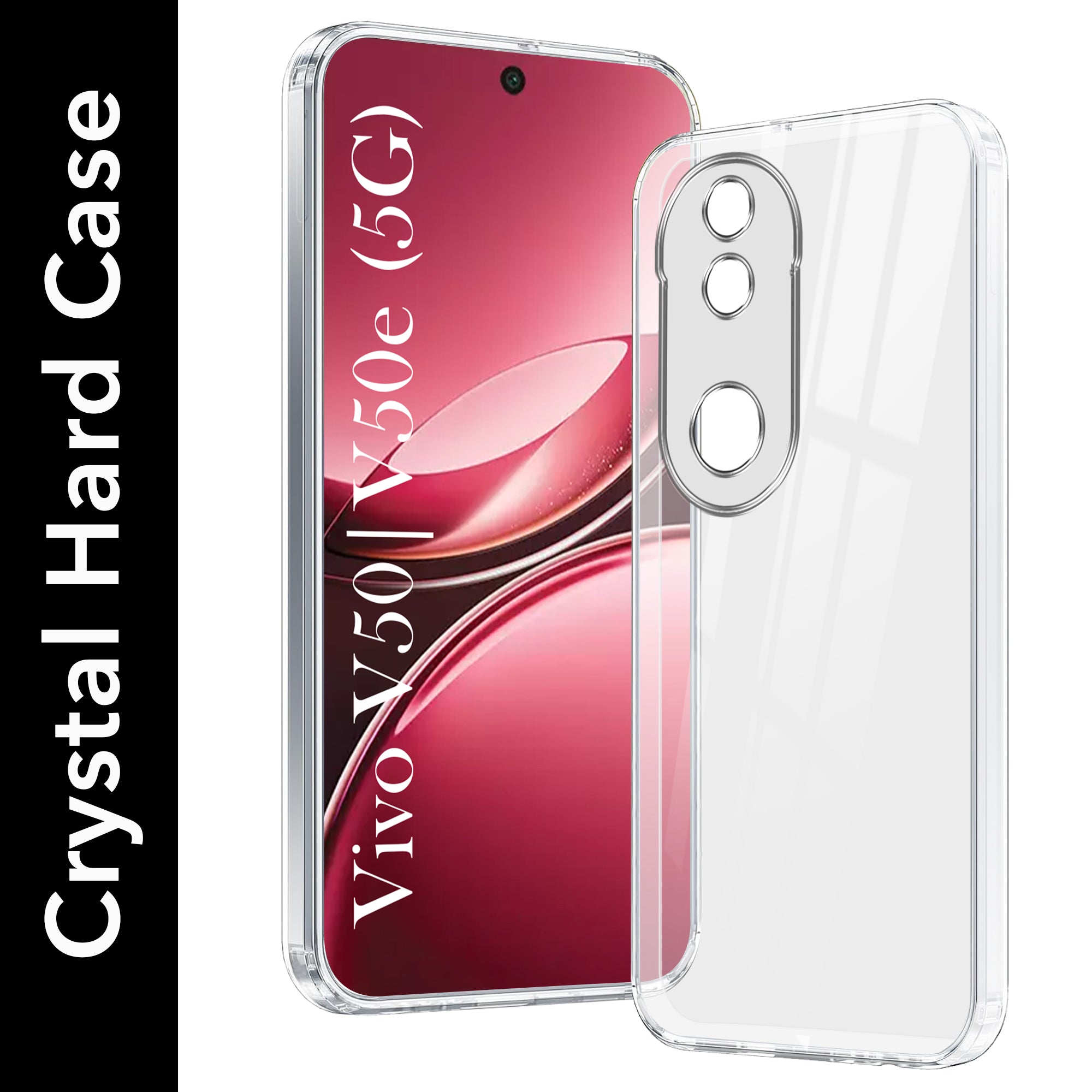 For Vivo V50 | Vivo V50e Back Cover Case (Hybrid Crystal Panel with Side Soft PU | Camera Protection | HD Clear Shockproof)