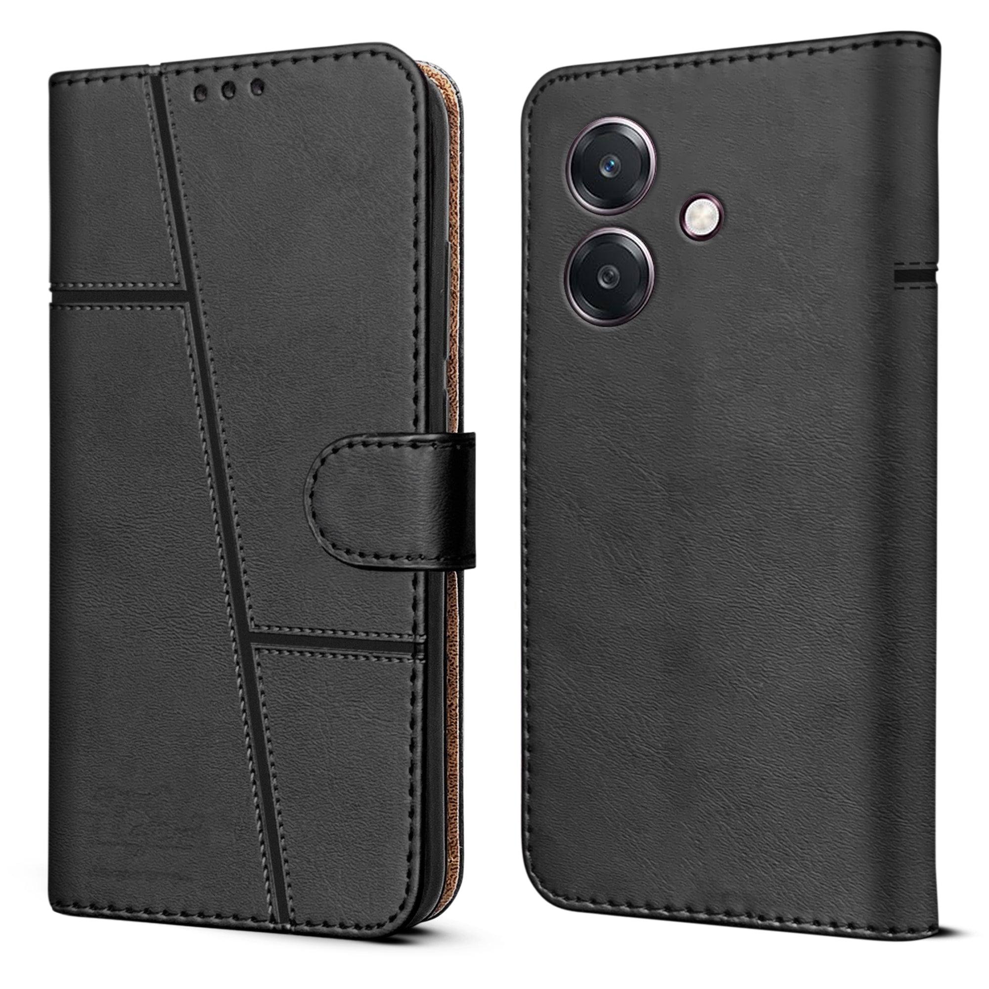 For Oppo A3 Flip Cover Case ( Stitched Leather with Magnetic Closure)
