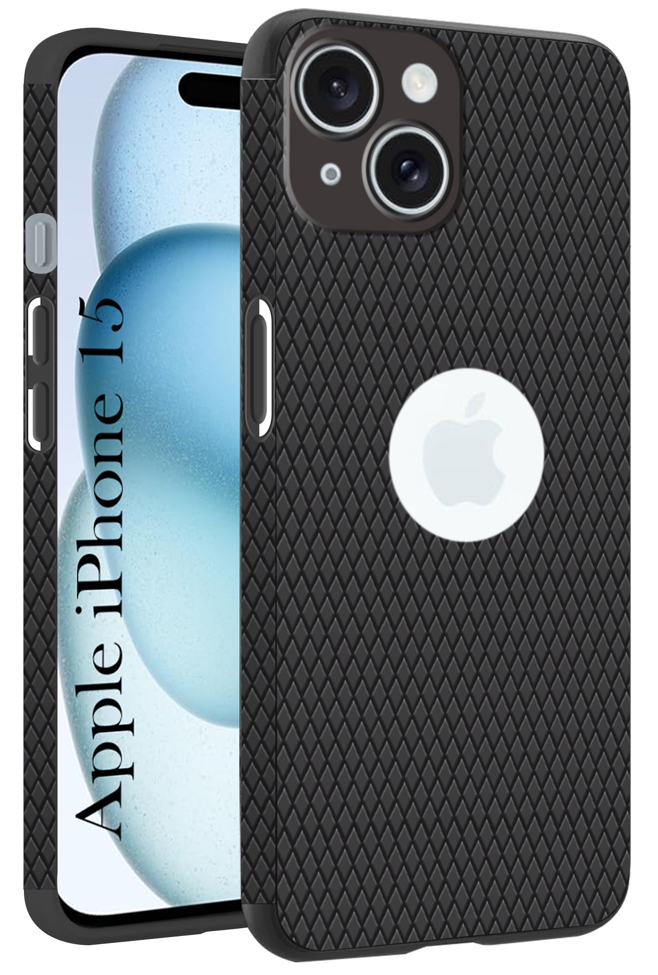 For Apple iPhone 15 Back Cover Case (Liquid Silicone | Side Grip | Camera Protection)