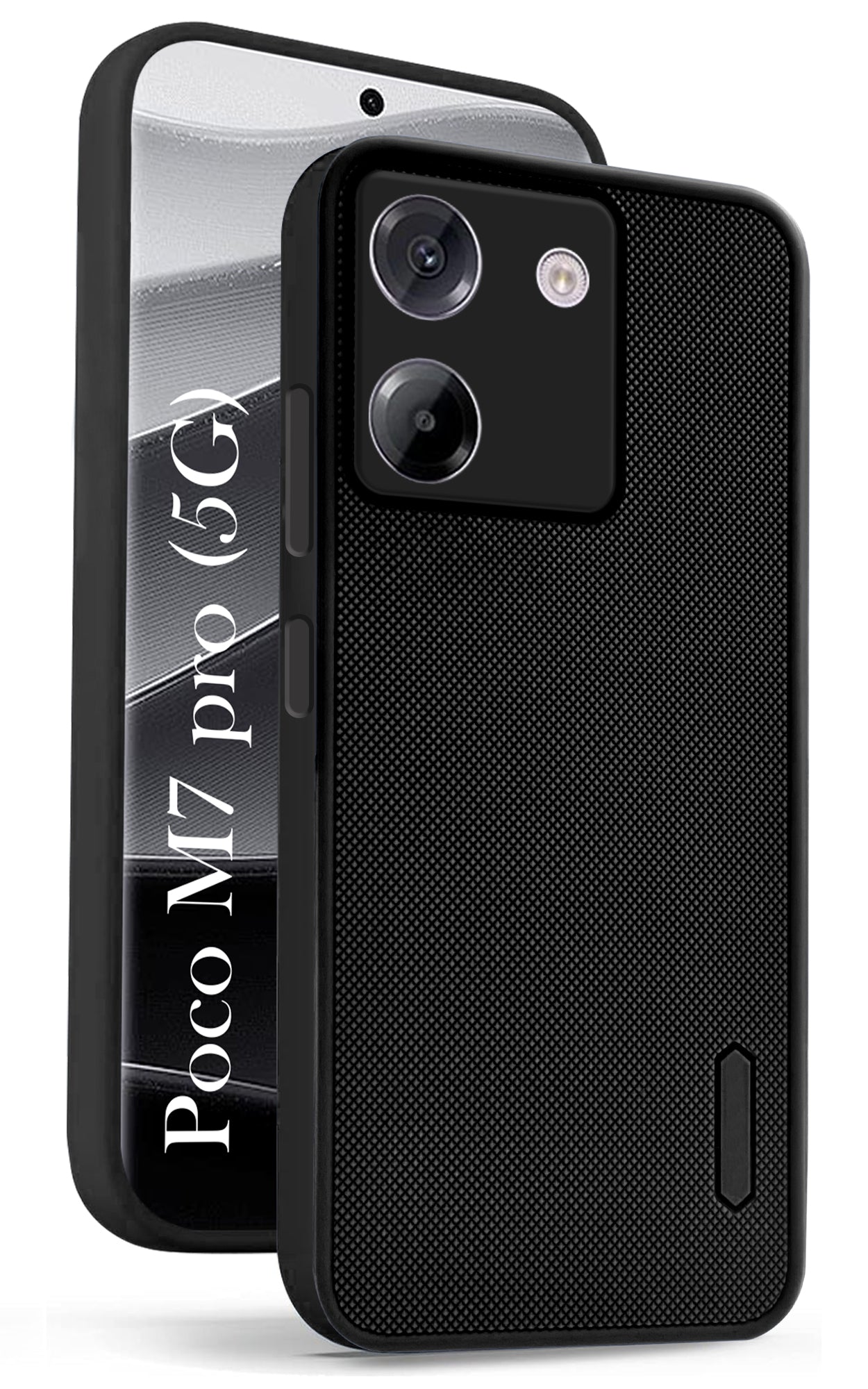 For Poco M7 pro 5G Back Cover Case (Textured Grip Design | Micro-Fiber Cloth Inside | Slim and Light Weight | Soft Touch and Feel | Black)