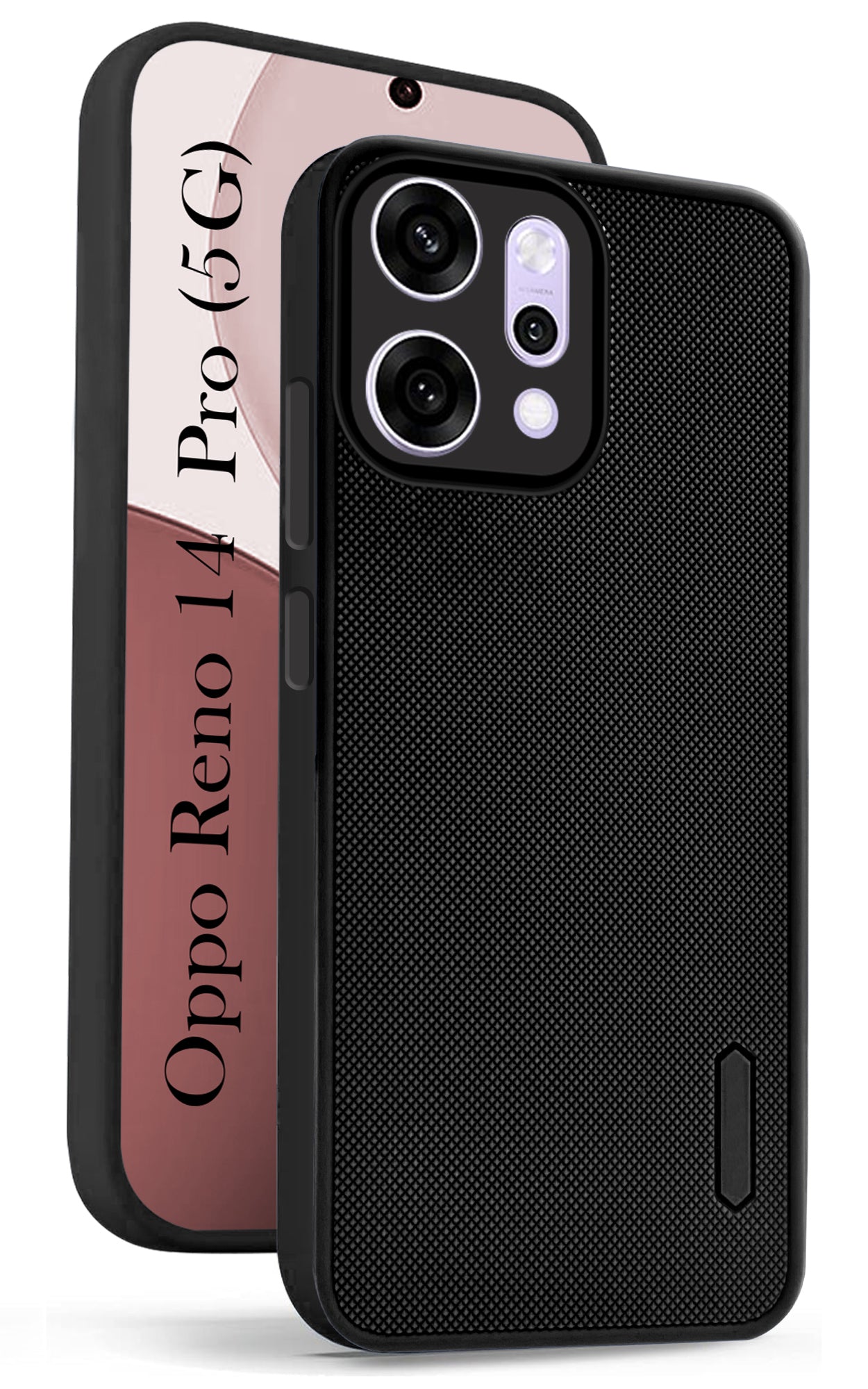 For Oppo Reno14 Pro 5G | Oppo Reno 14 Pro 5G Back Cover Case (Textured Grip Design | Micro-Fiber Cloth Inside | Slim and Light Weight | Soft Touch and Feel | Black)