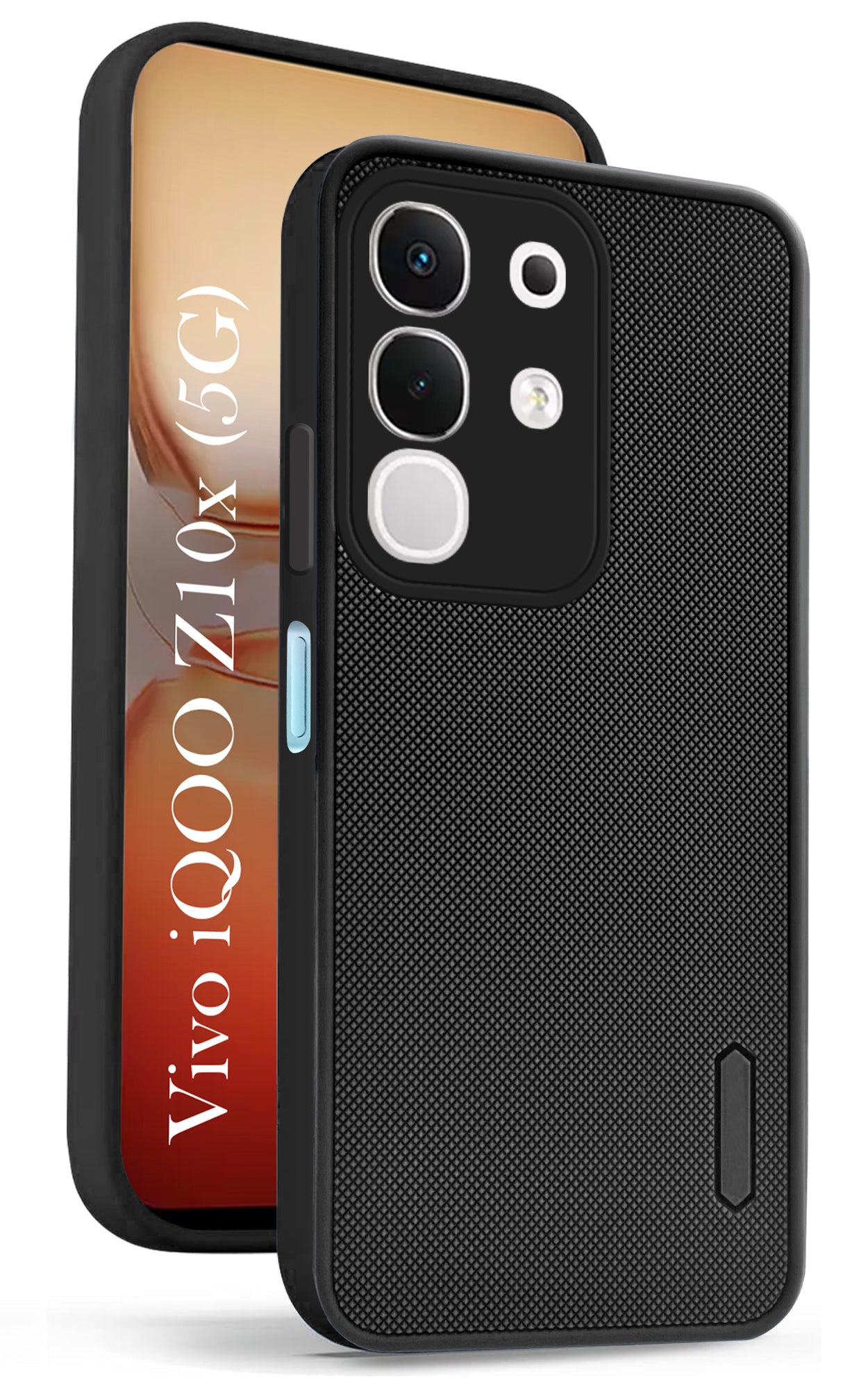 For Vivo iQOO Z10x Back Cover Case (Textured Grip Design | Camera Protetion | Slim and Light Weight | Soft Touch and Feel | Black)