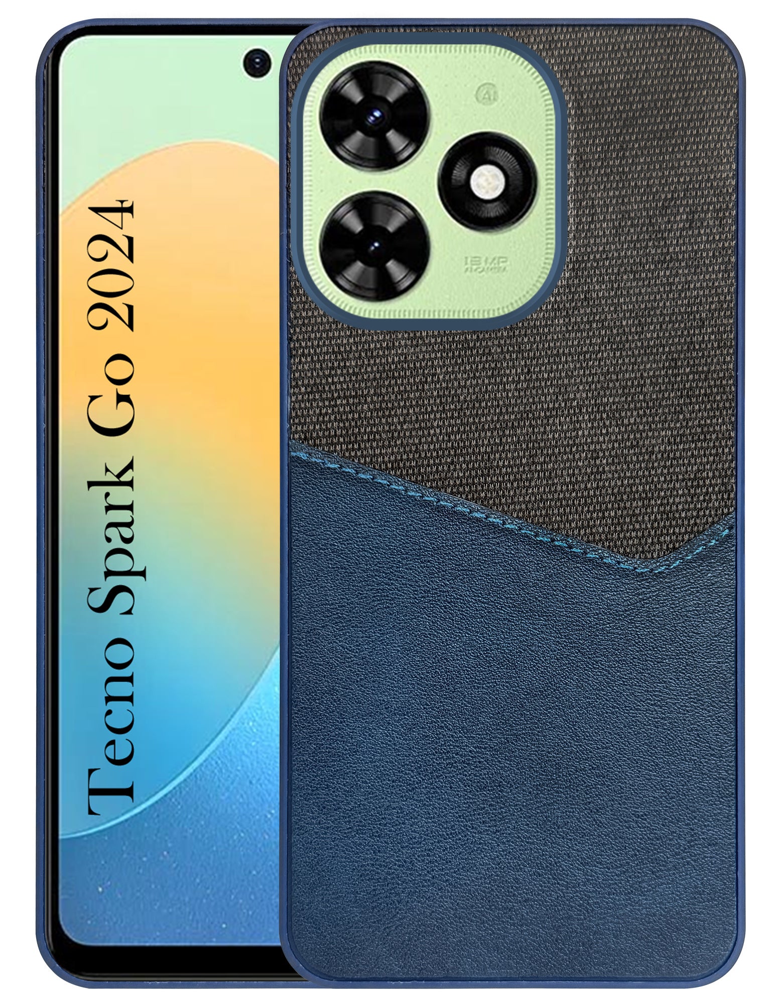 For Tecno Spark Go 2024 Back Cover Case (Dual PU Leather Stitch | Professional Minimalist | Soft and Flexible)