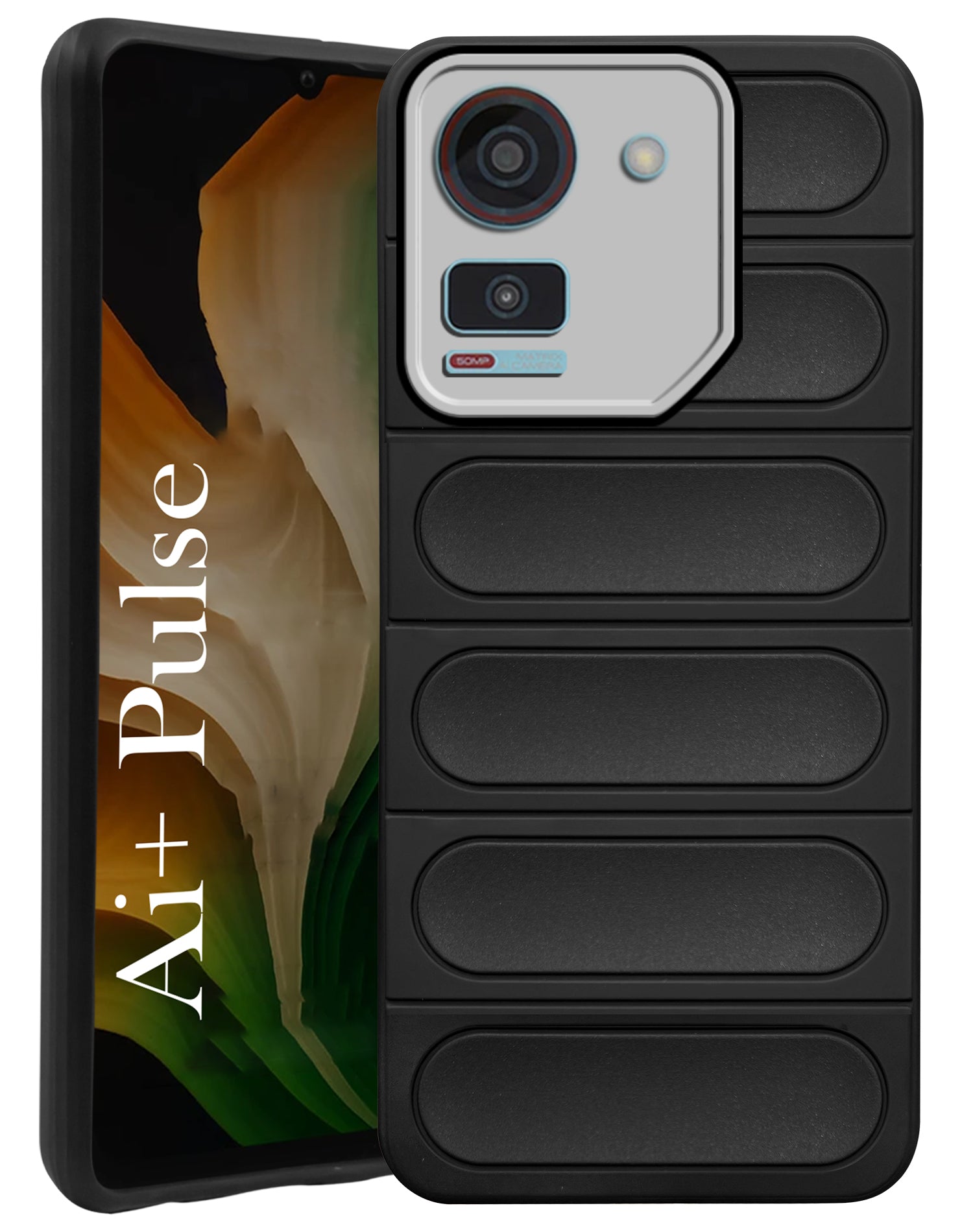 For Ai+ Pulse Back Case Cover (Matte Liquid Silicone| Professional Wave Design | Camera Protection Ring | Shockproof Anti Slip Grip)