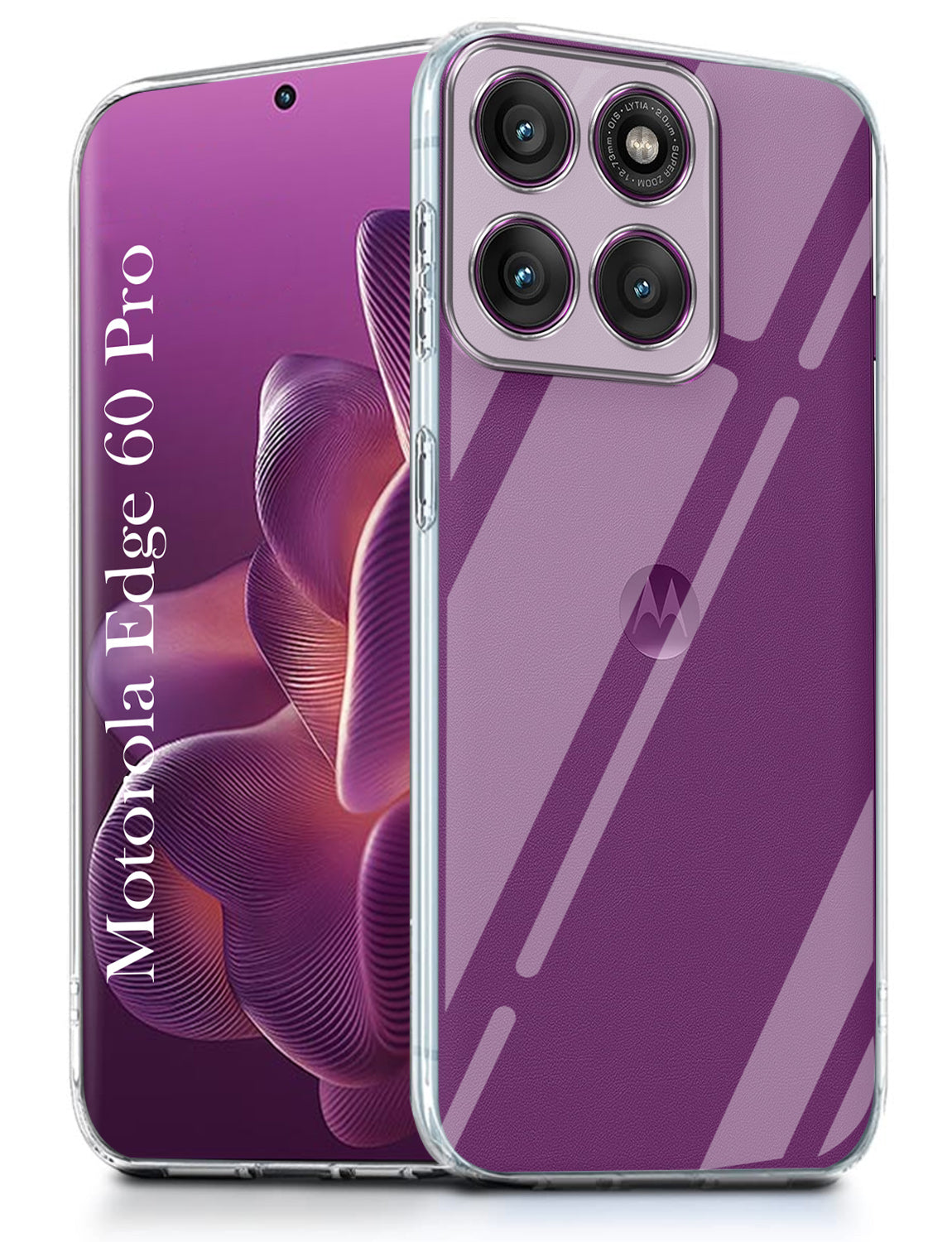 For Motorola Moto Edge 60 Pro Back Cover ( Silicone Clear Shockproof Case with Camera Protection and Dust Plugs | Transparent)