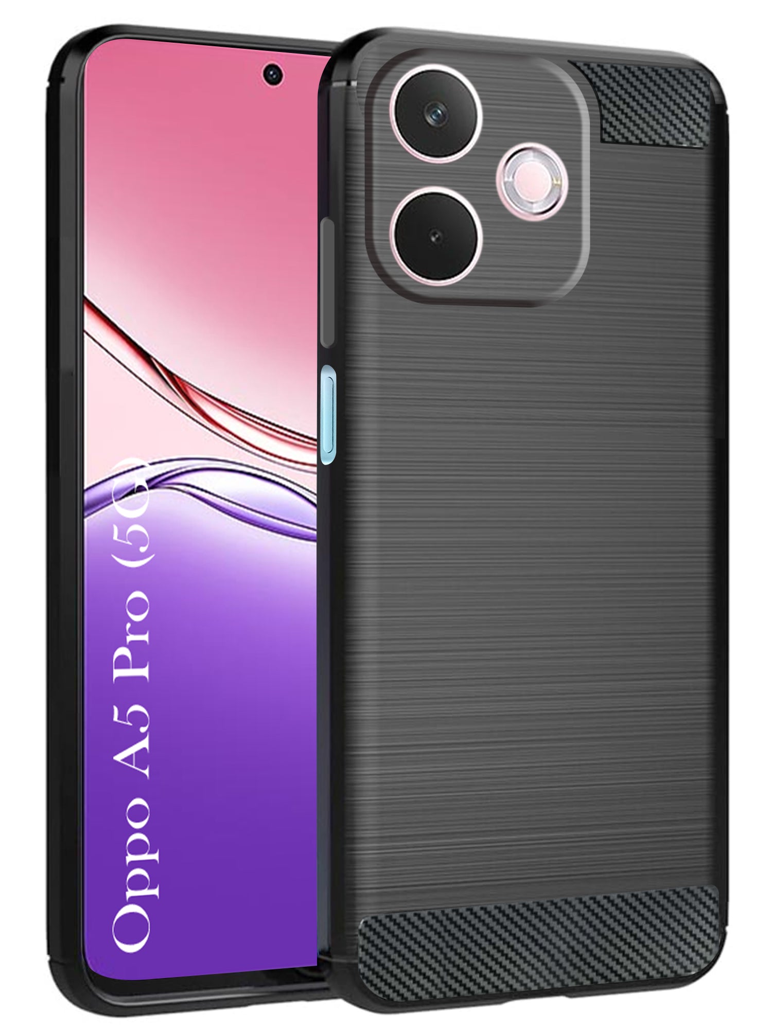 For Oppo A5 Pro Back Cover Case ( Hybrid Armor Case | Carbon Fiber Shockproof | Soft and Flexible | Black )