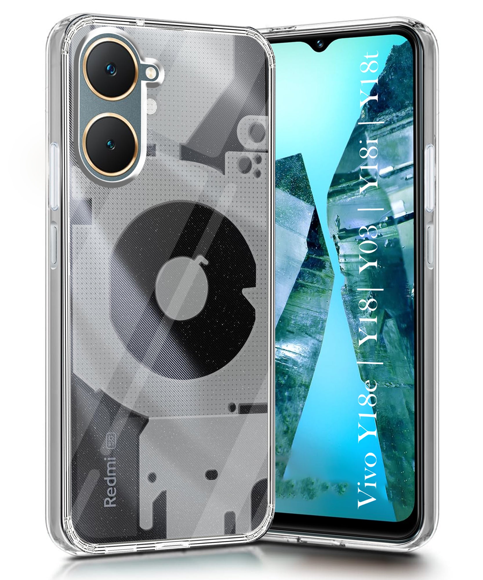For Vivo Y18 | Y18e | Y03 | Y18i | Y18t Back Cover (Silicone Matte Shockproof Case with Camera Protection | Soft and Flexible | Transparent)