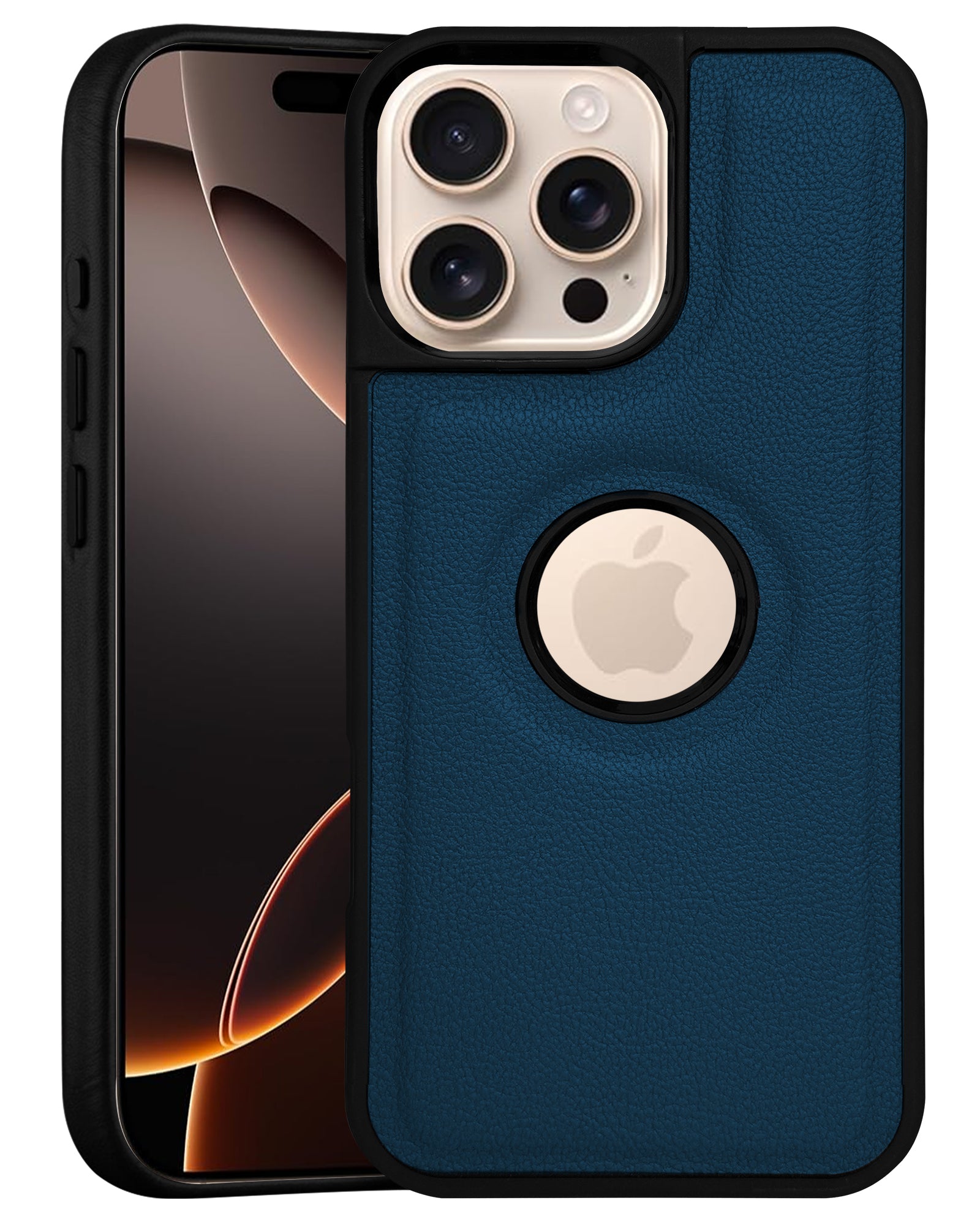 For Apple iPhone 16 Pro Max Back Cover Case (Minimalist Design Stitched Leather | Shockproof Raised Edges for Camera & Screen Protection)