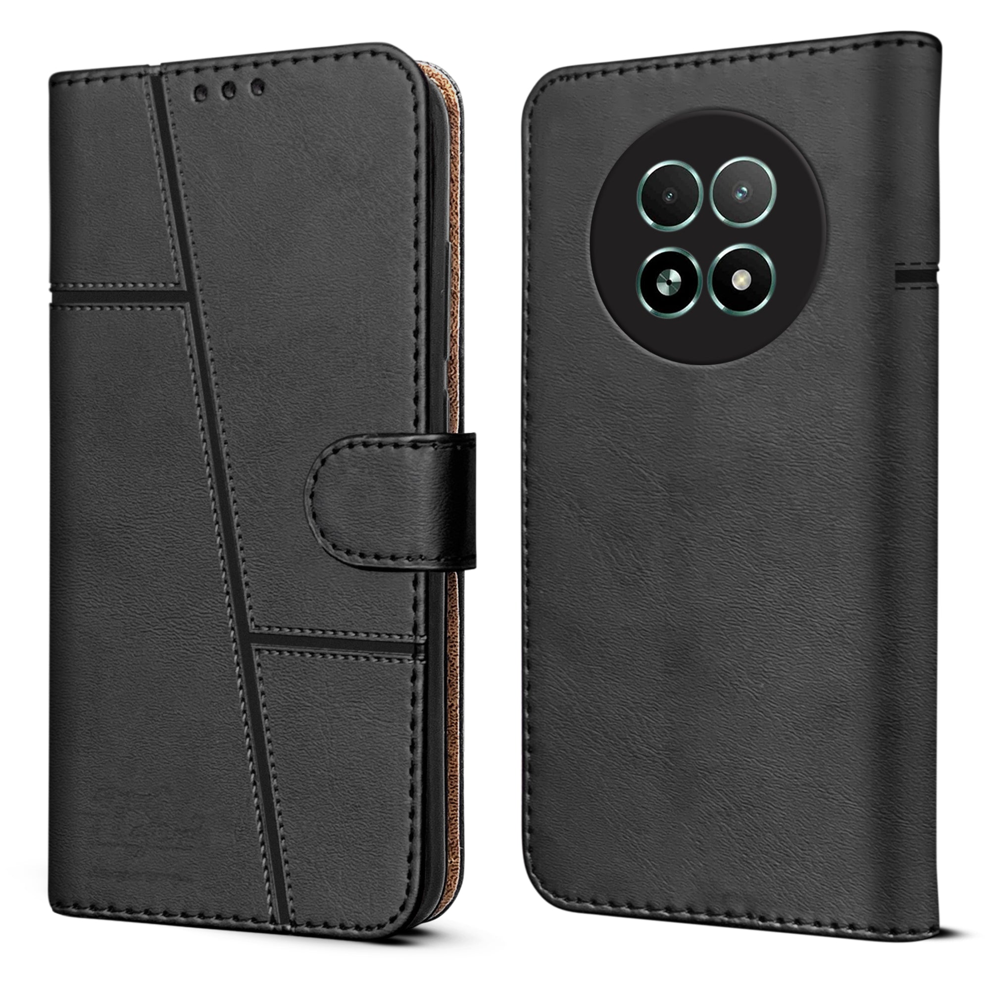 For Realme 13 5G Flip Cover Case ( Stitched Leather with Magnetic Closure)