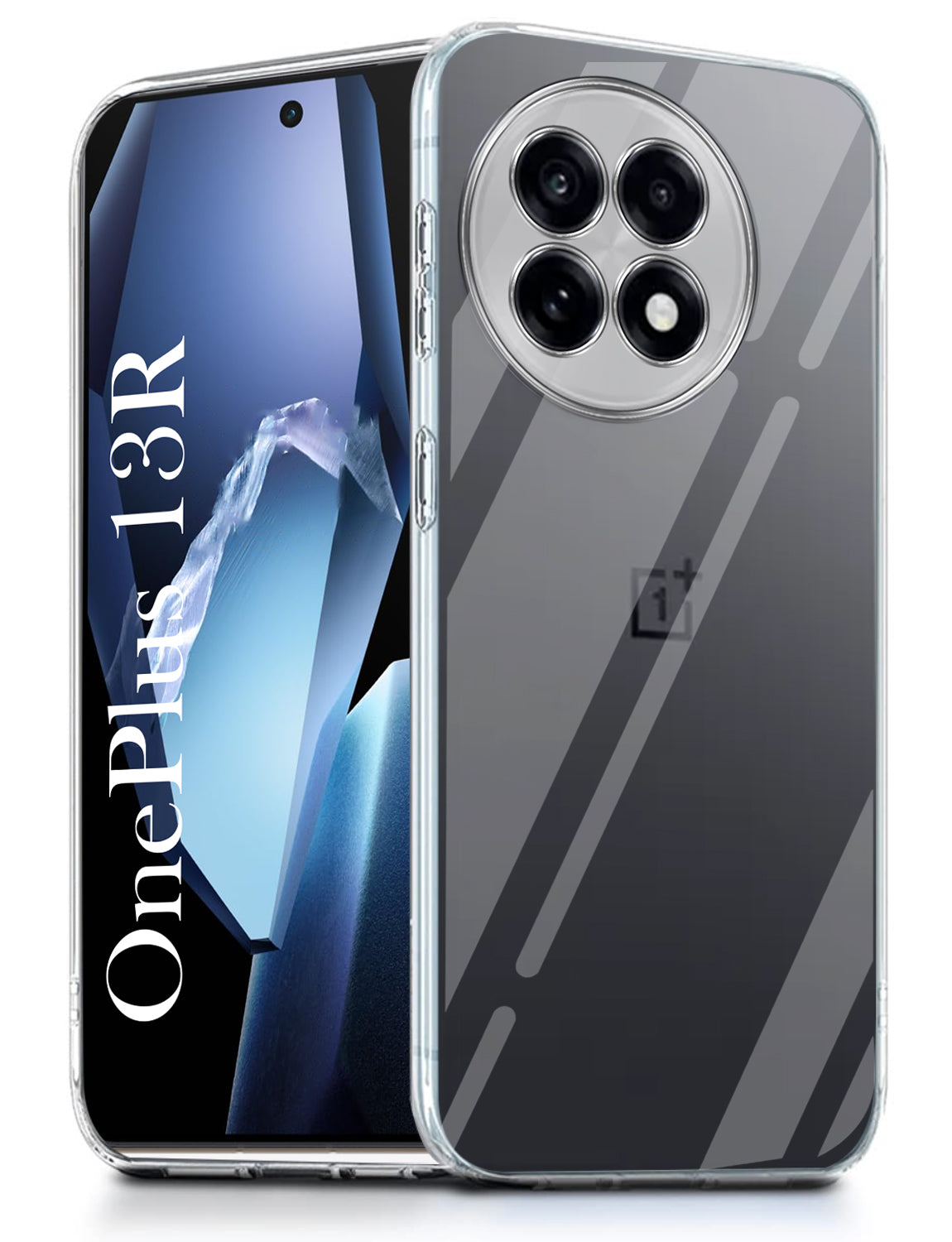 For OnePlus 13R 5G Back Cover (Silicone Clear Shockproof Case with Camera Protection and Dust Plugs | Transparent)