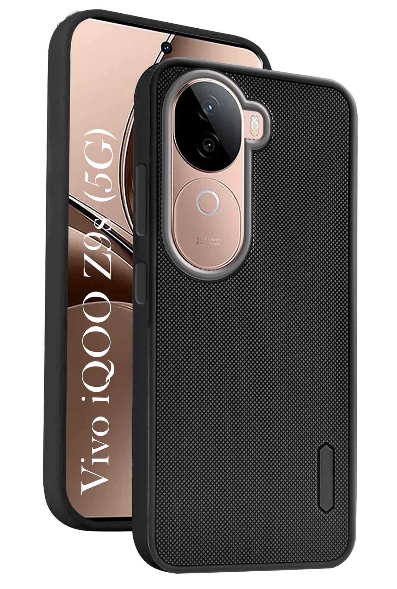 For Vivo iQOO Z9s Back Cover Case (Textured Grip Design | Micro-Fiber Cloth Inside | Slim and Light Weight | Soft Touch and Feel | Black)