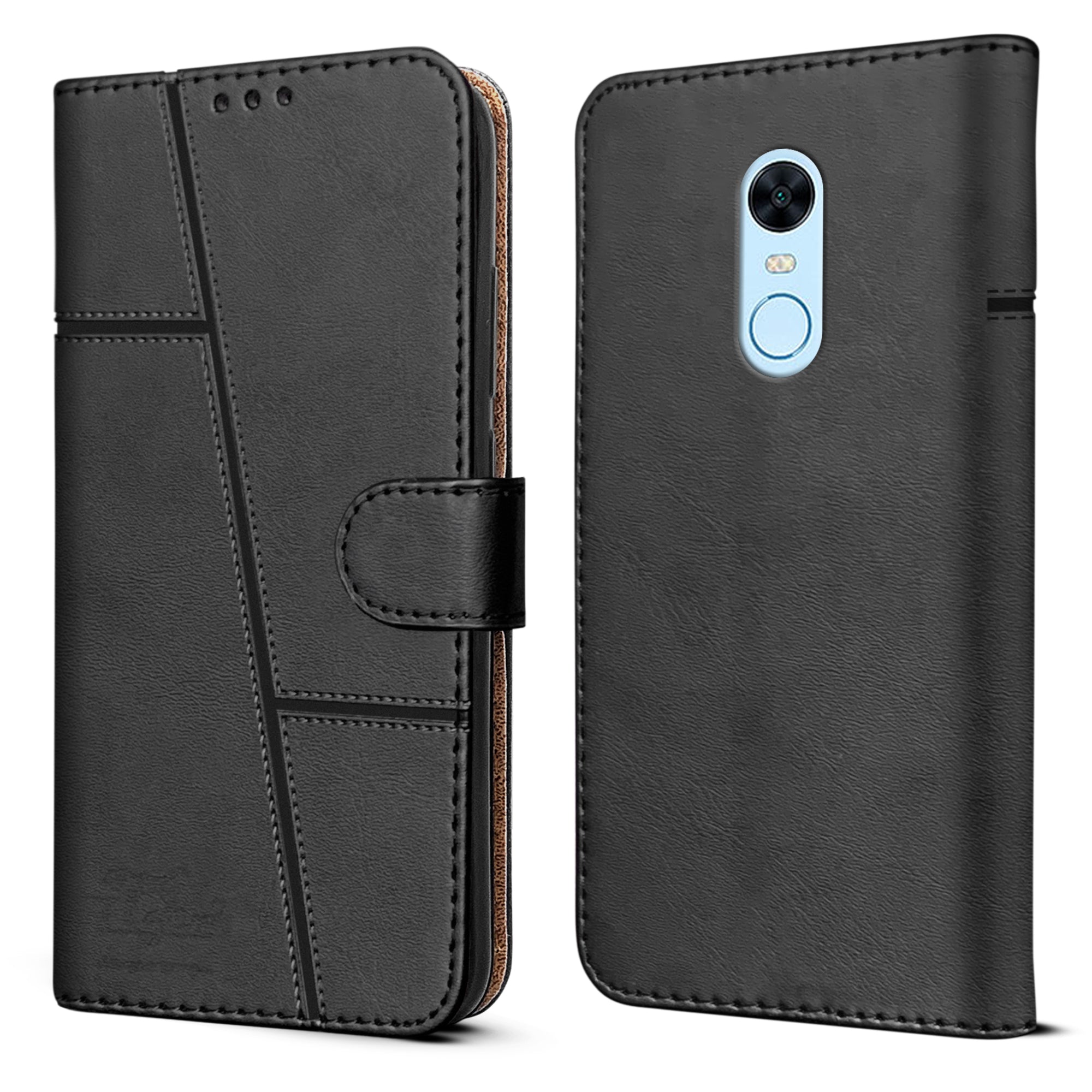 For Xiaomi Redmi Note 5 Flip Cover Case ( Stitched Leather with Magnetic Closure)