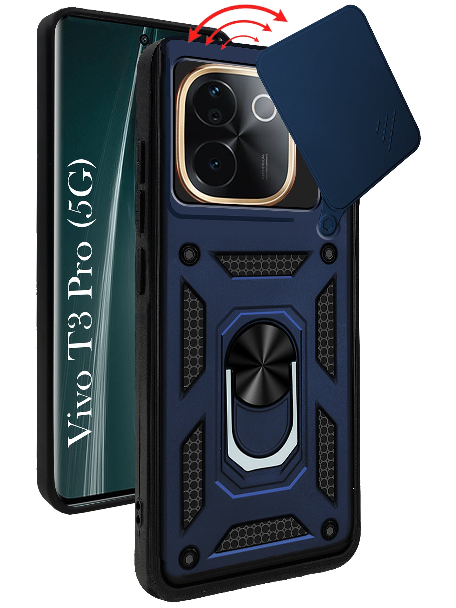 For Vivo T3 Pro Back Cover Case (Hybrid Dual Armor Polycarbonate)