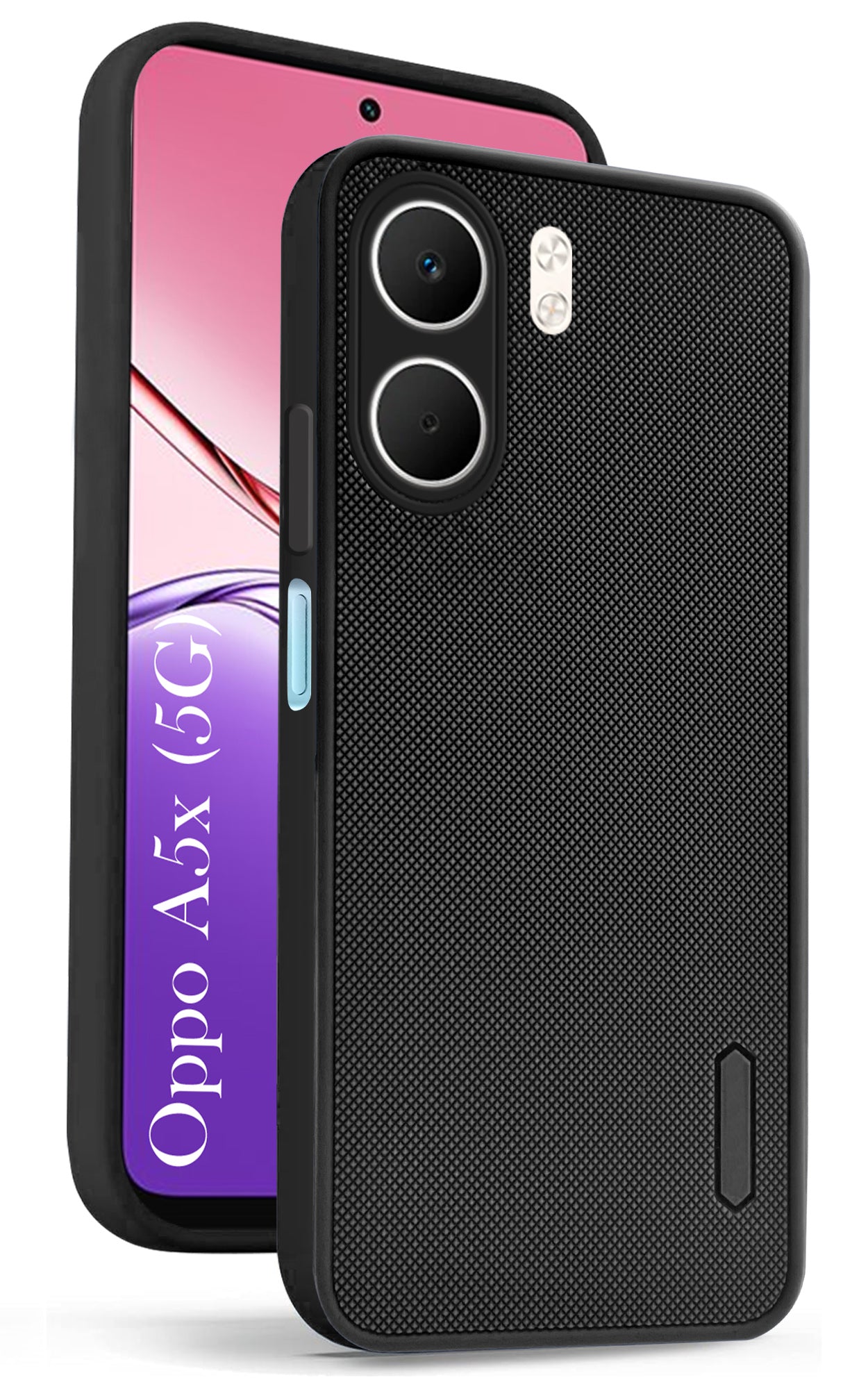 For Oppo A5X Back Cover Case (Textured Grip Design | Micro-Fiber Cloth Inside | Slim and Light Weight | Soft Touch and Feel | Black)