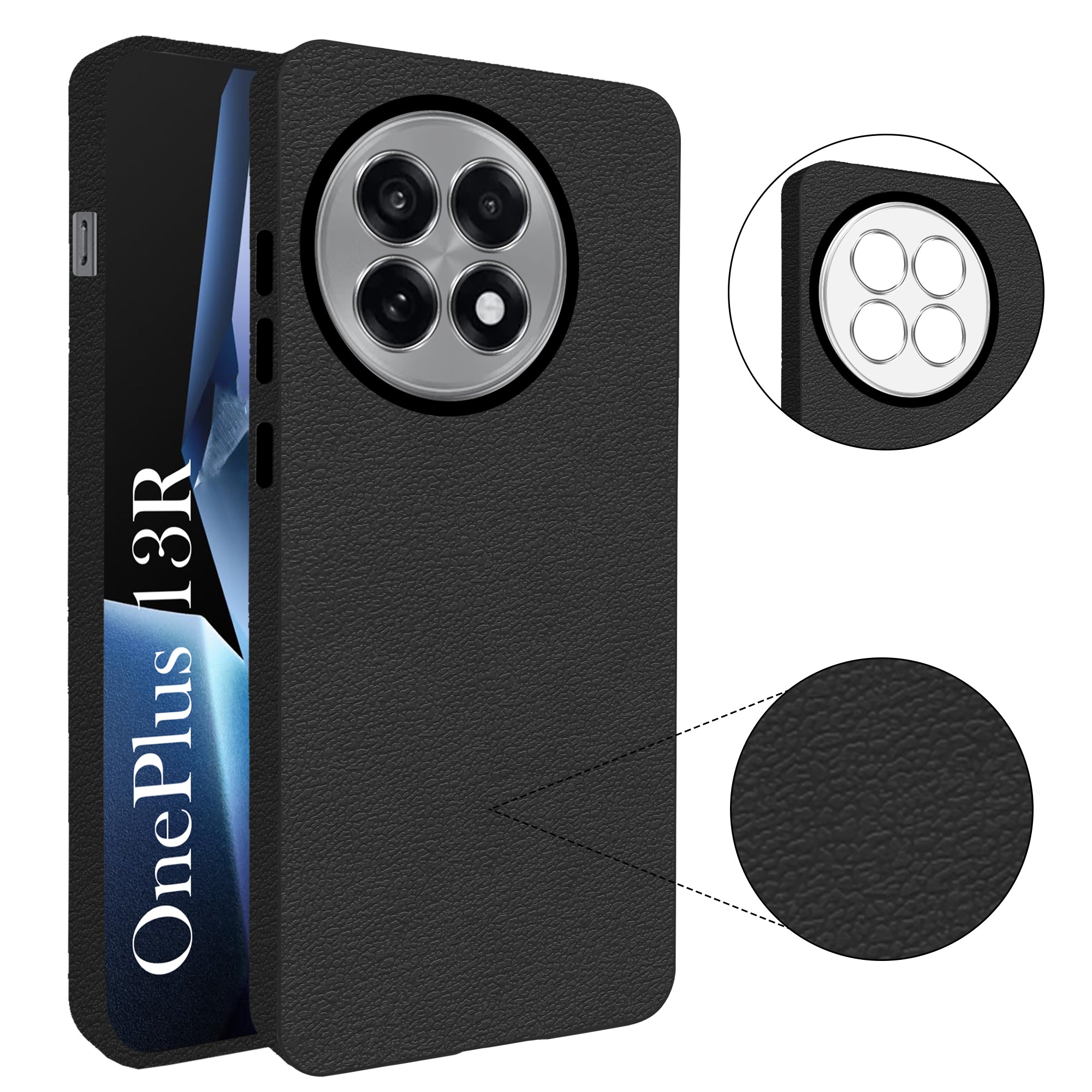 For OnePlus 13R 5G Back Cover Case (Glass Like Camera Protection | Leather Feel | Minimalist Professional Grip)