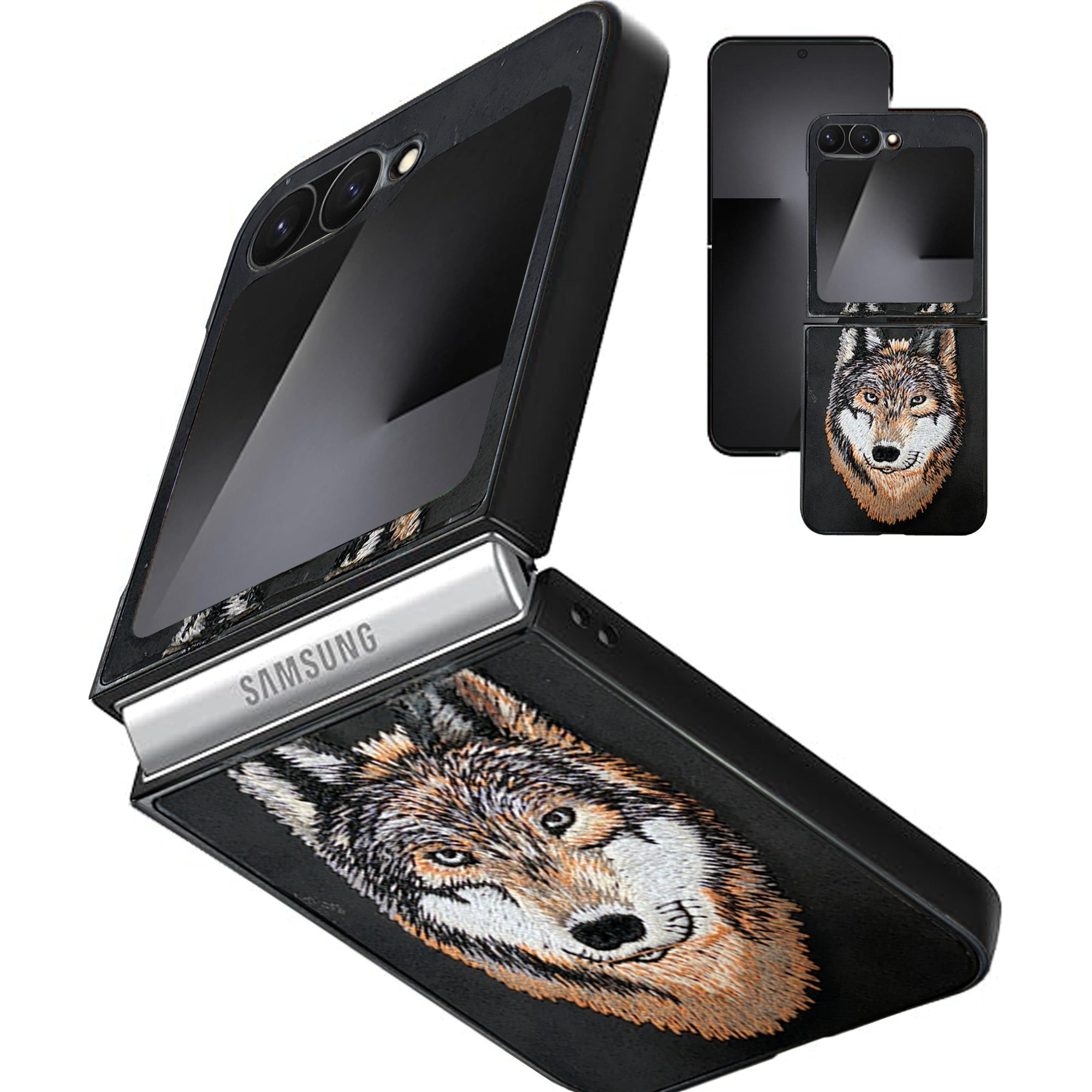 For Samsung Galaxy Z Flip 6 5G | Samsung Galaxy Z Flip 7 FE Leather Back Case Cover (Embroidered Modern Look|Designer Funky Vibe)