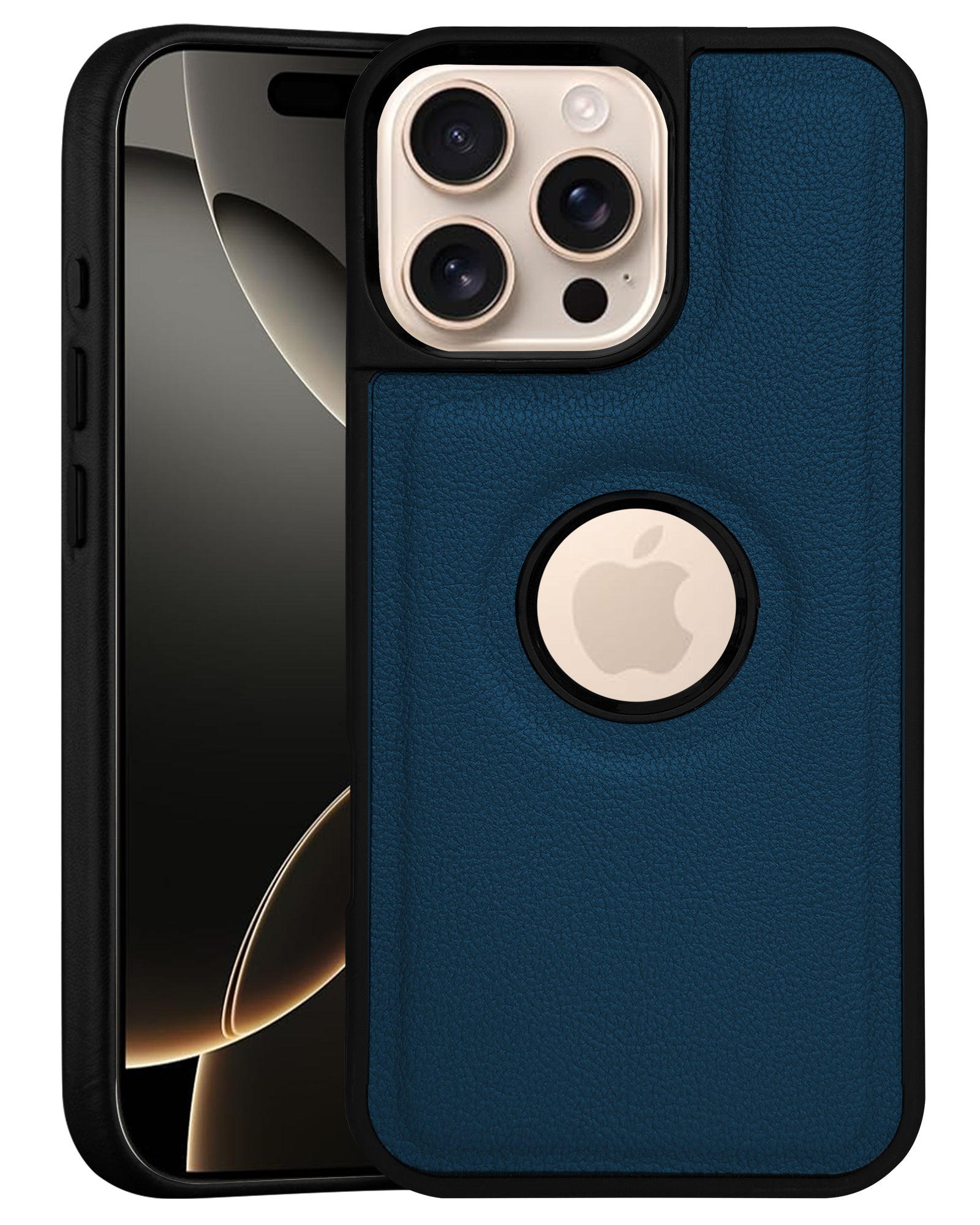 For Apple iPhone 16 Pro Back Cover Case (Minimalist Design Stitched Leather | Shockproof Raised Edges for Camera & Screen Protection)