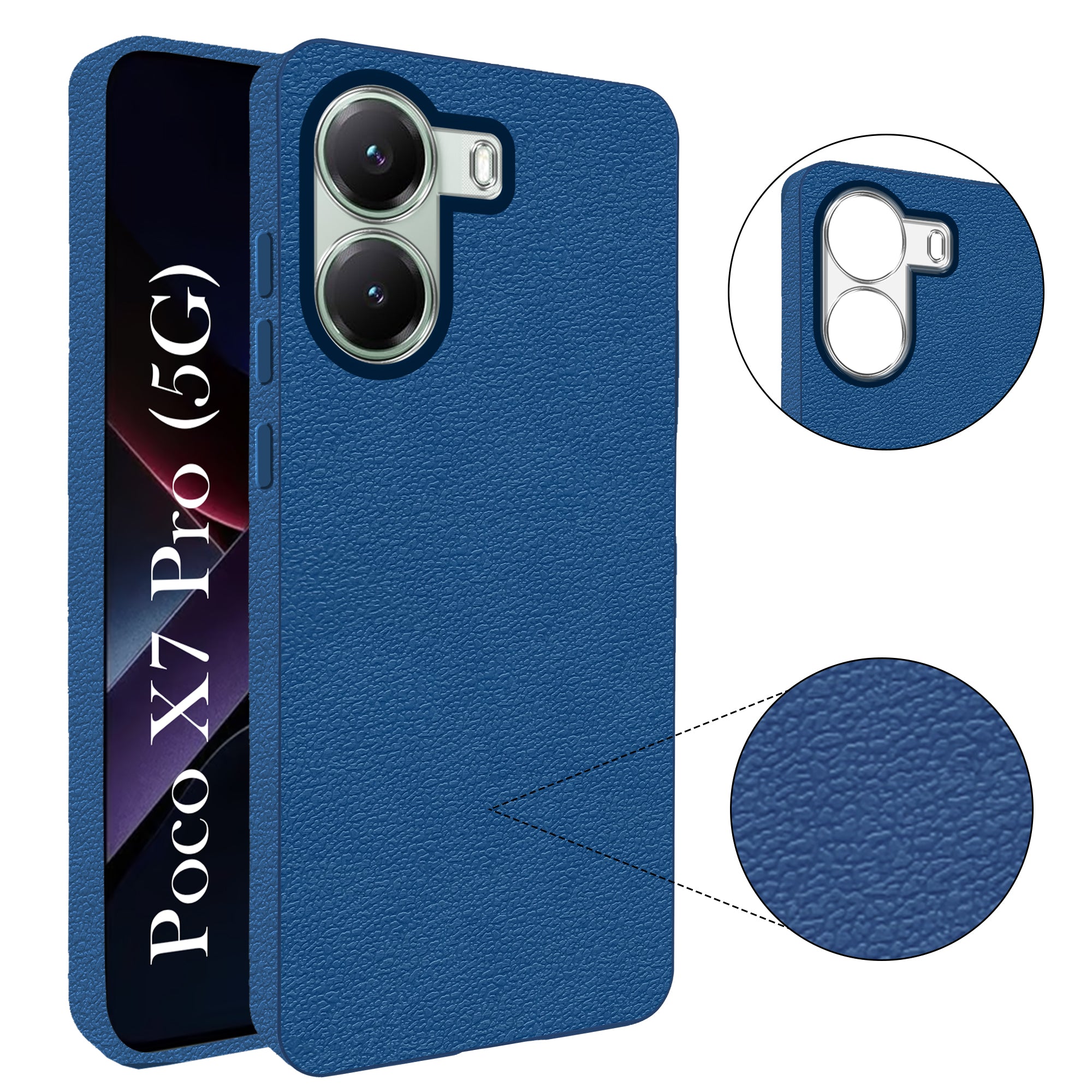 For Poco X7 Pro 5G Back Cover Case (Glass Like Camera Protection | Leather Feel | Minimalist Professional Grip)