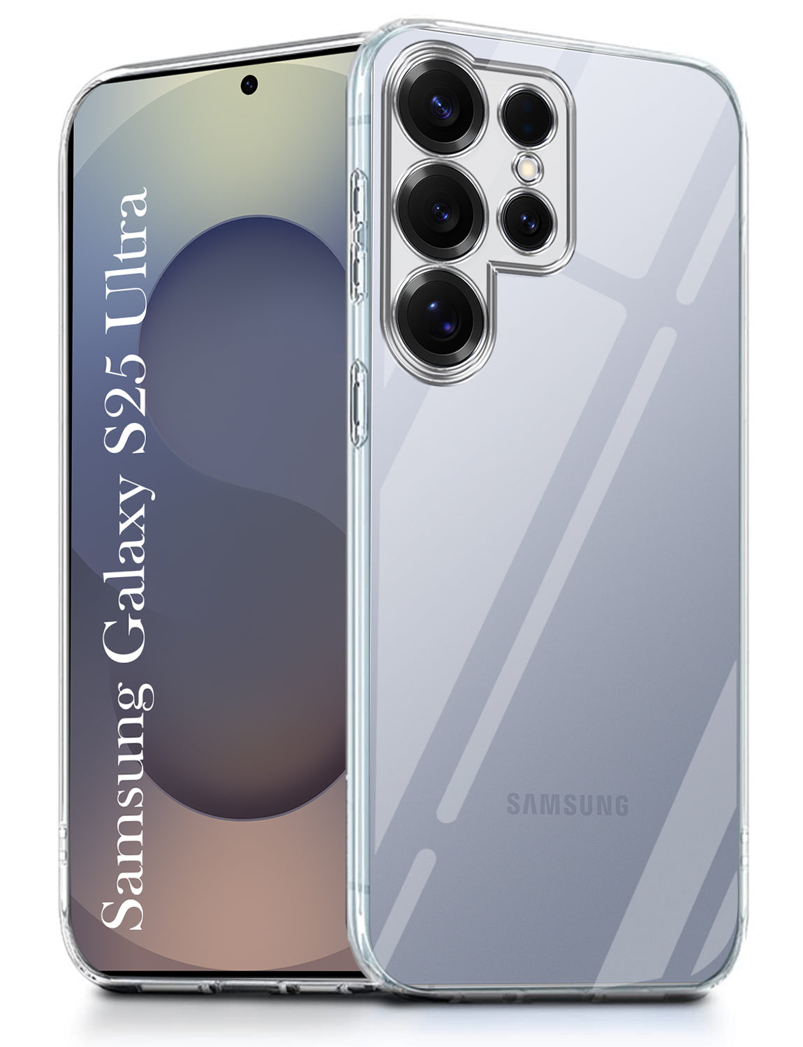 For Samsung Galaxy S25 Ultra Back Cover ( Silicone Clear Shockproof Case with Camera Protection and Dust Plugs | Transparent)