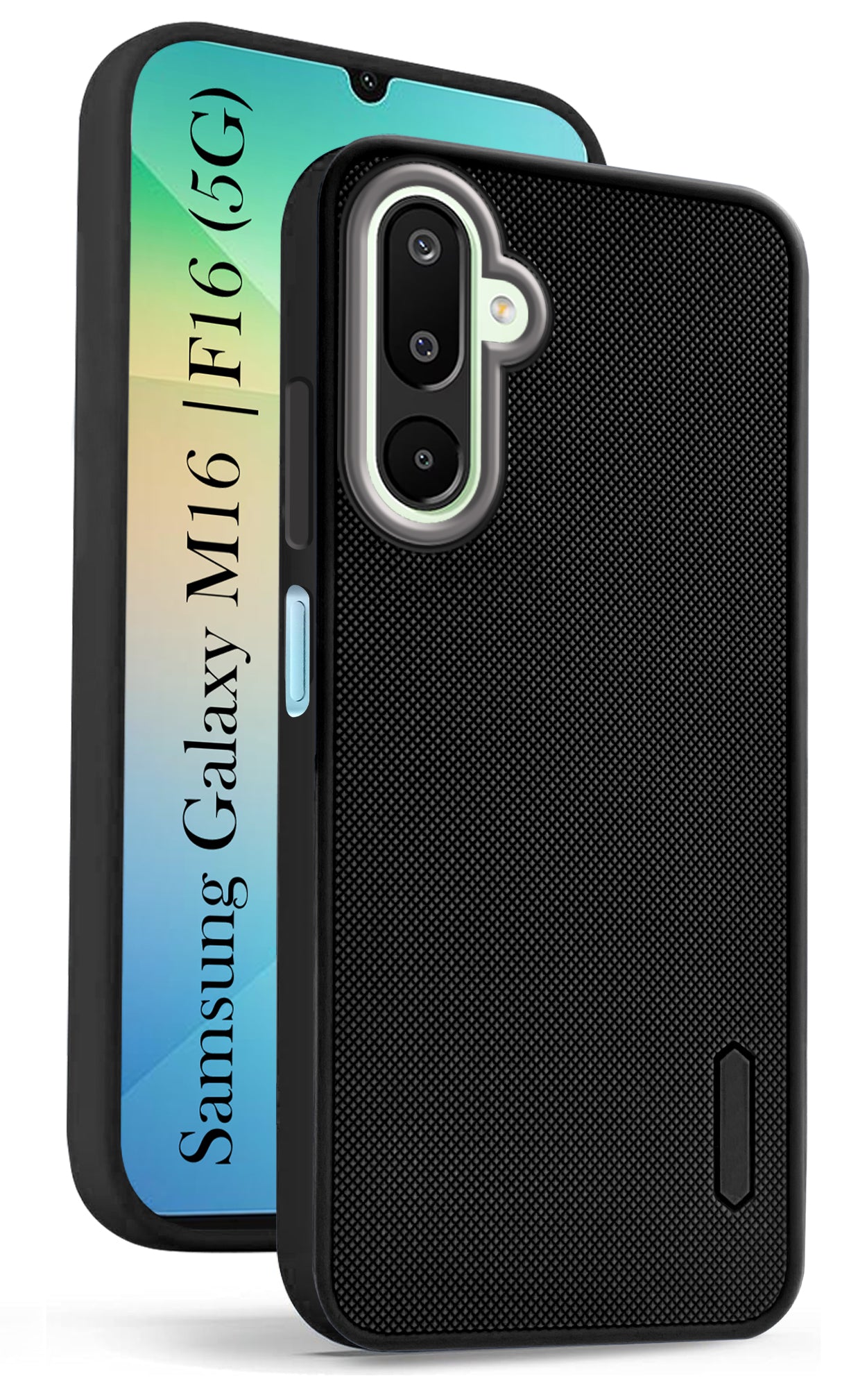 For Samsung Galaxy M16 5G | Samsung Galaxy F16 5G Back Cover Case (Textured Grip Design | Micro-Fiber Cloth Inside | Slim and Light Weight | Soft Touch and Feel | Black)