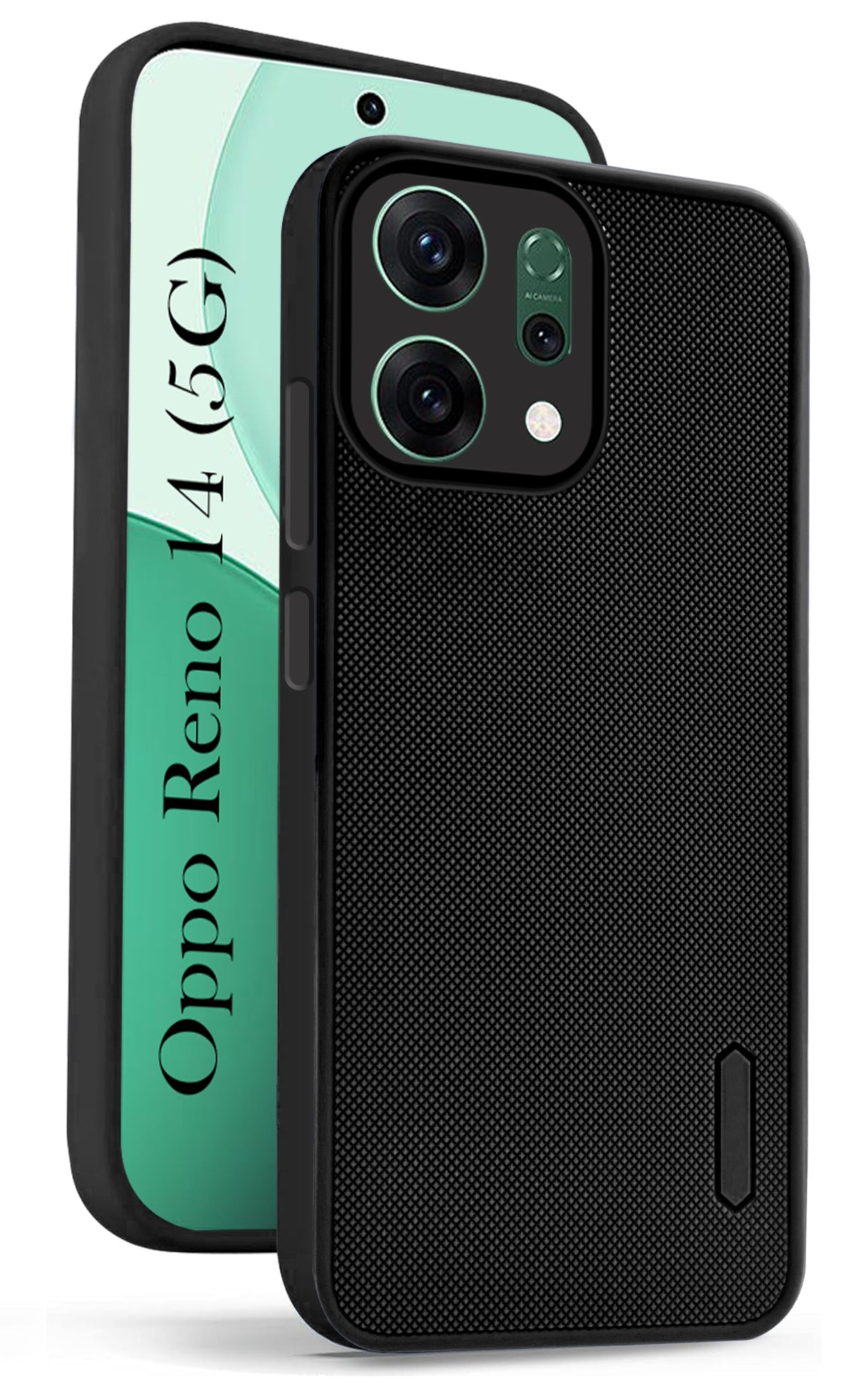 For Oppo Reno14 5G | Oppo Reno 14 5G Back Cover Case (Textured Grip Design | Micro-Fiber Cloth Inside | Slim and Light Weight | Soft Touch and Feel | Black)