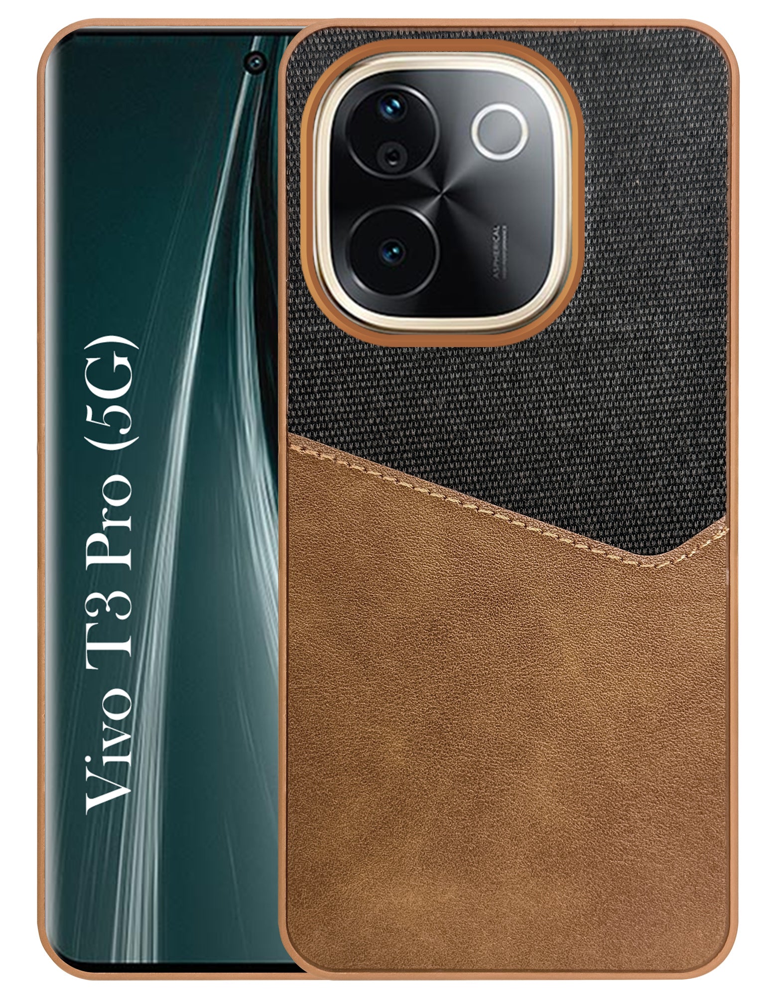 For Vivo T3 Pro Back Cover Case (Dual PU Leather Stitch | Professional Minimalist | Soft and Flexible)