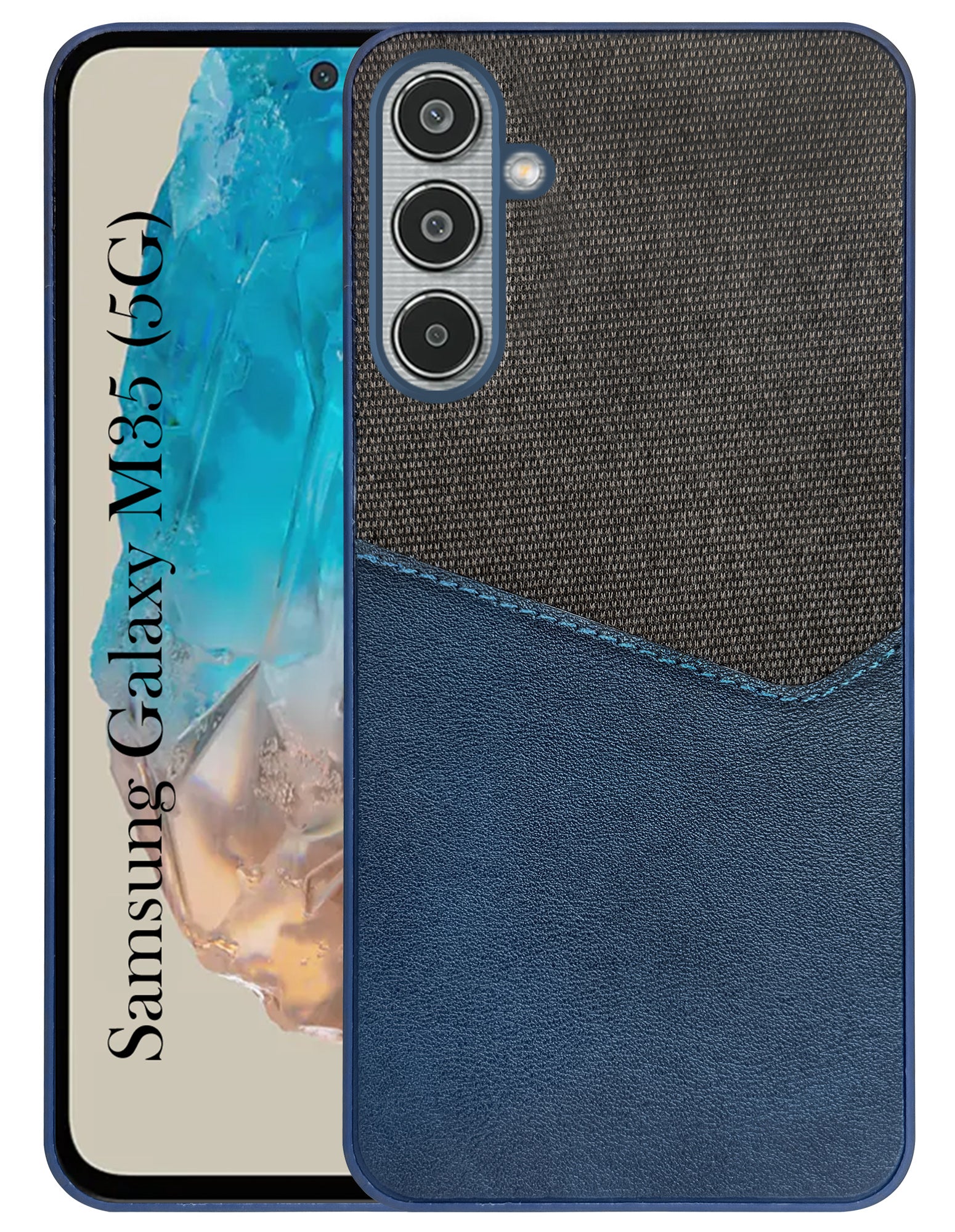 For Samsung Galaxy M35 5G Back Cover Case (Dual PU Leather Stitch | Professional Minimalist | Soft and Flexible)