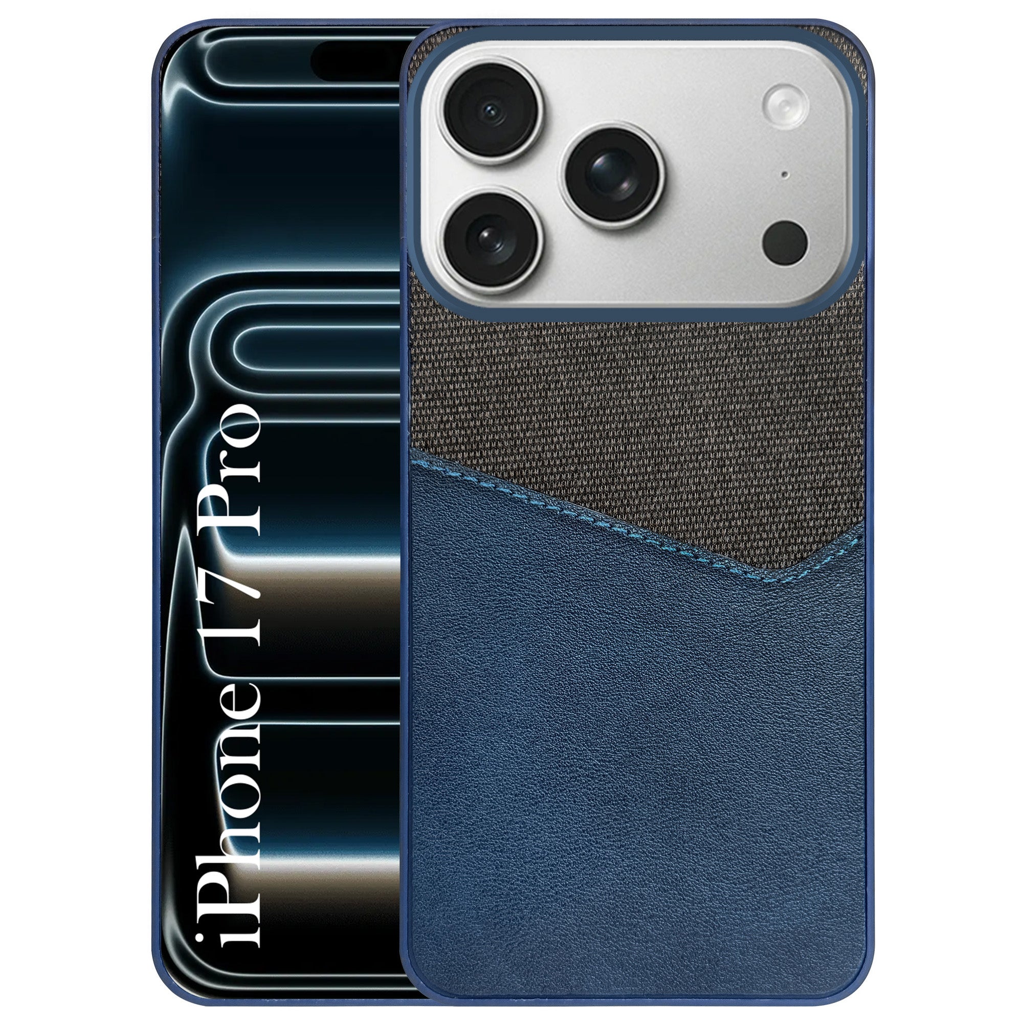 For Apple iPhone 17 Pro Back Cover Case (Dual PU Leather Stitch | Professional Minimalist | Soft and Flexible)