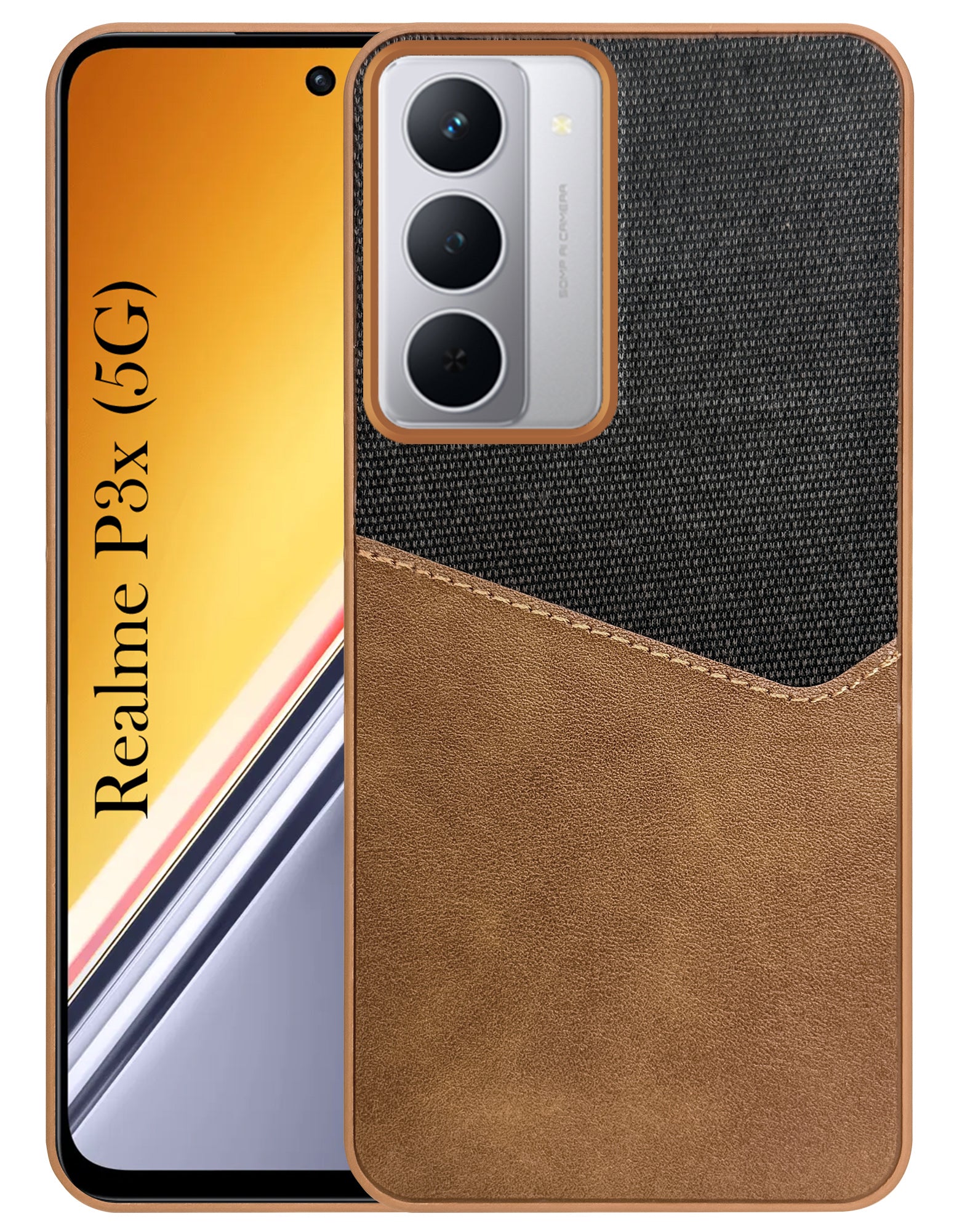 For Realme P3x Back Cover Case (Dual PU Leather Stitch | Professional Minimalist | Soft and Flexible)