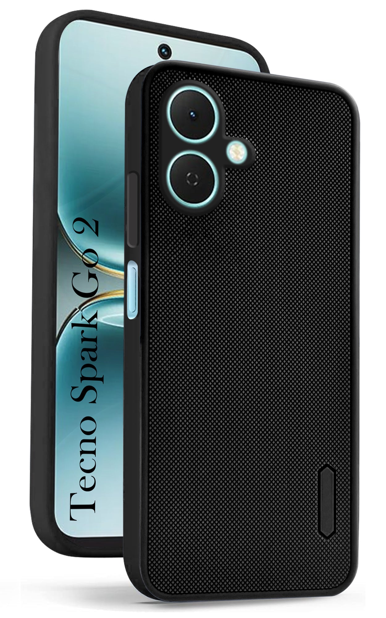 For Tecno Spark Go 2 Back Cover Case (Textured Grip Design | Micro-Fiber Cloth Inside | Slim and Light Weight | Soft Touch and Feel | Black)