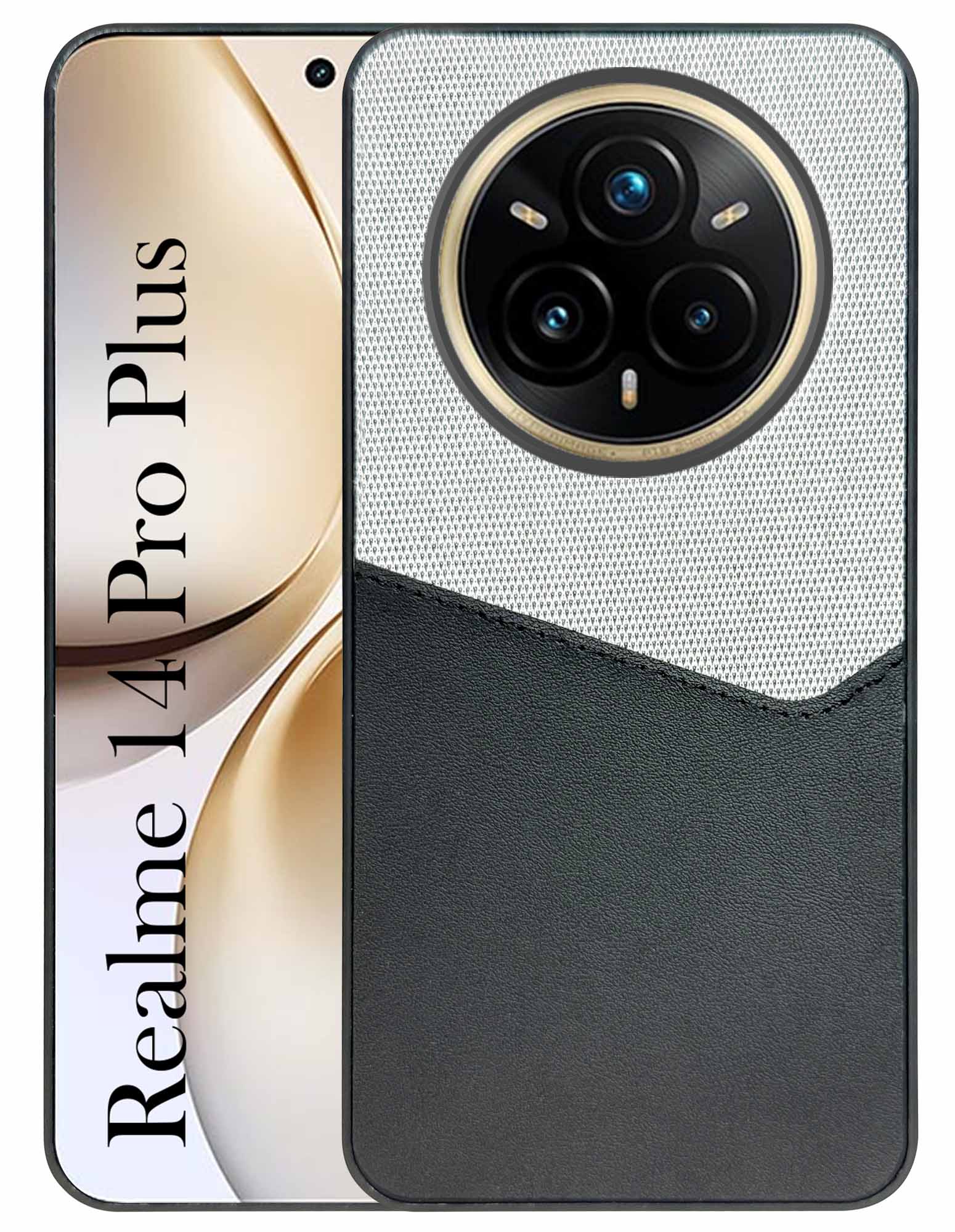 For Realme 14 Pro Plus  Back Cover Case (Dual PU Leather Stitch | Professional Minimalist | Soft and Flexible)