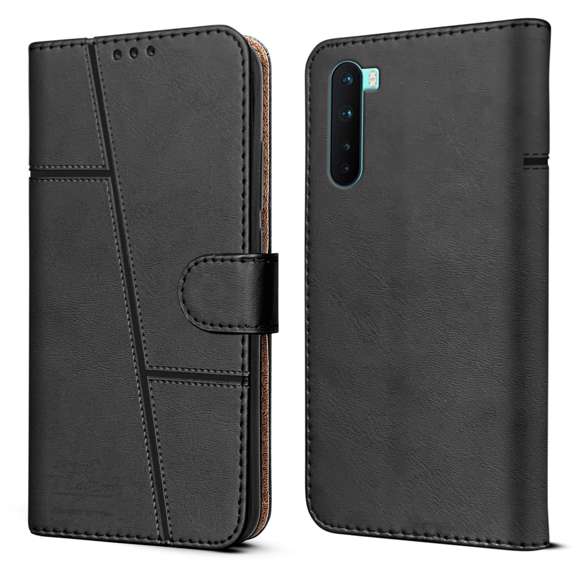 For Oneplus Nord 5G Flip Cover Case ( Stitched Leather with Magnetic Closure)