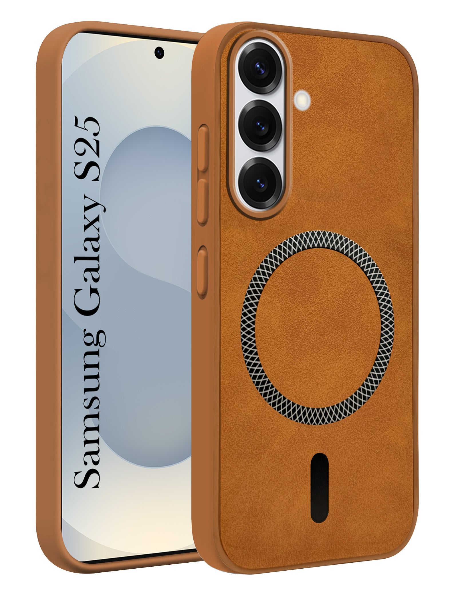 For Samsung Galaxy S25 Back Cover Case (Sleek Leather Finish | MagSafe Compatible Wireless Charging | Camera Bump Protection)