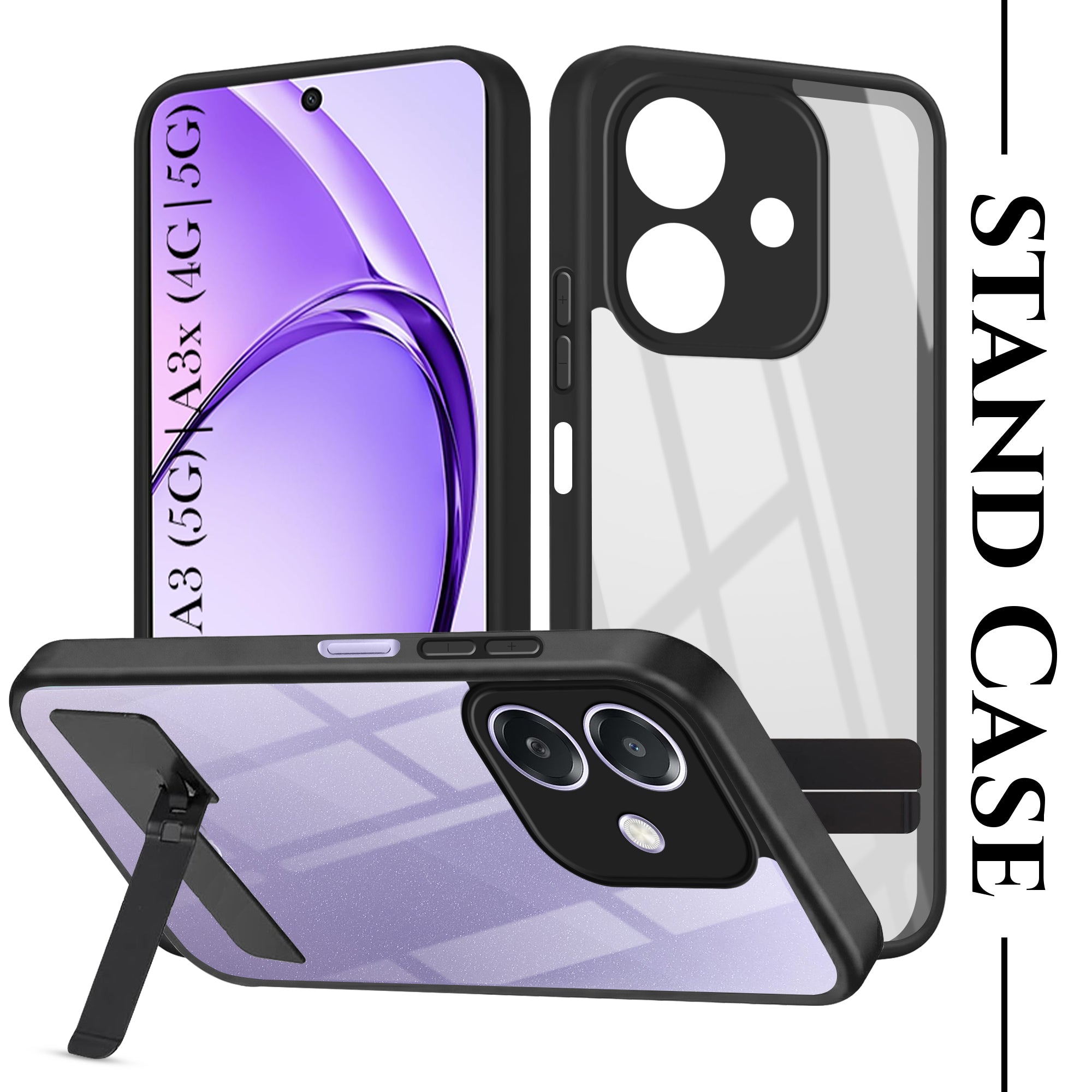 For Oppo A3X (4G/5G) | Oppo A3 5G Back Cover Case (Built-in Stand | Lifetime Anti Yellow | Kickstand Shockproof | Camera Protection | MagSafe Compatible)
