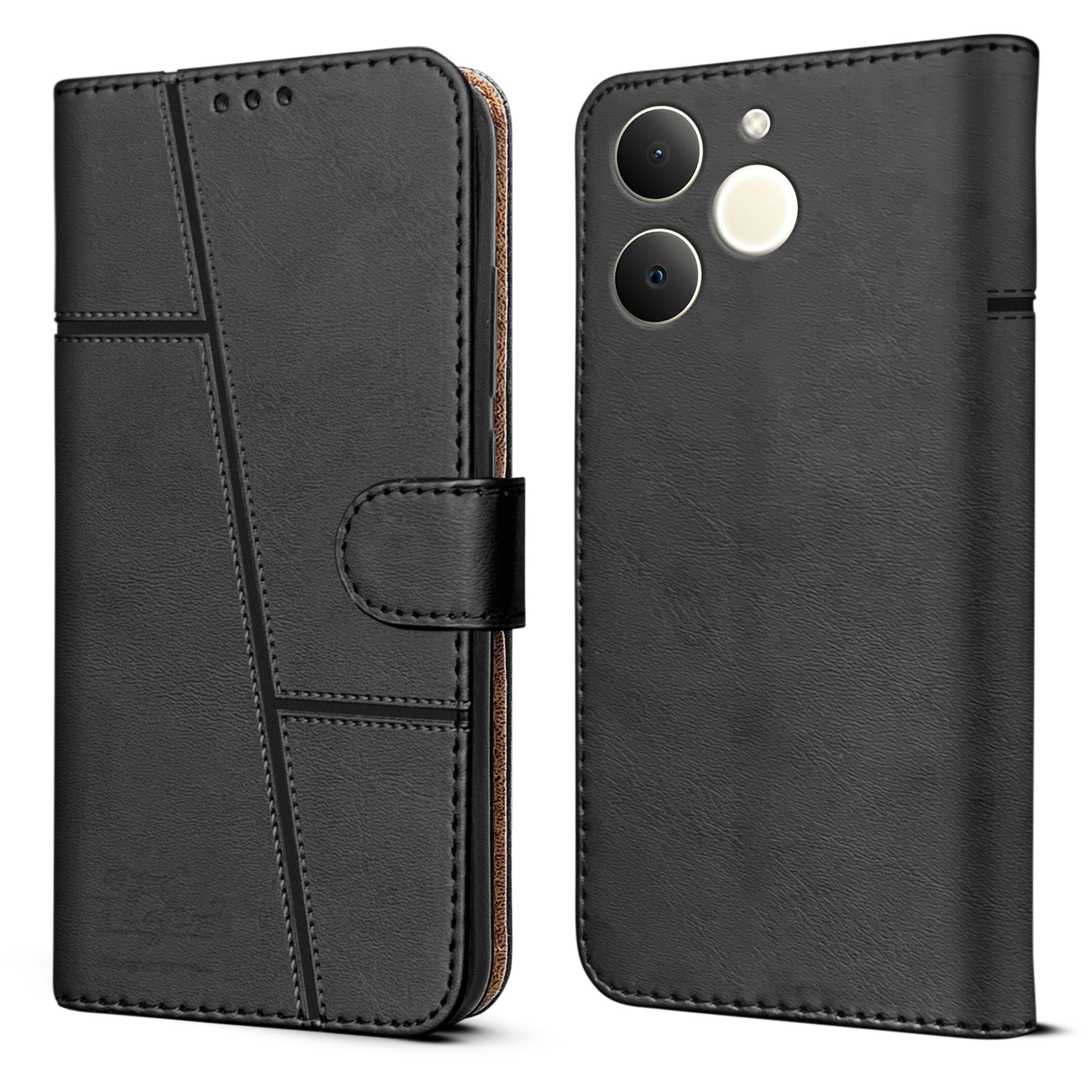 For Realme Narzo 80 Lite 4G Flip Cover Case ( Stitched Leather with Magnetic Closure)