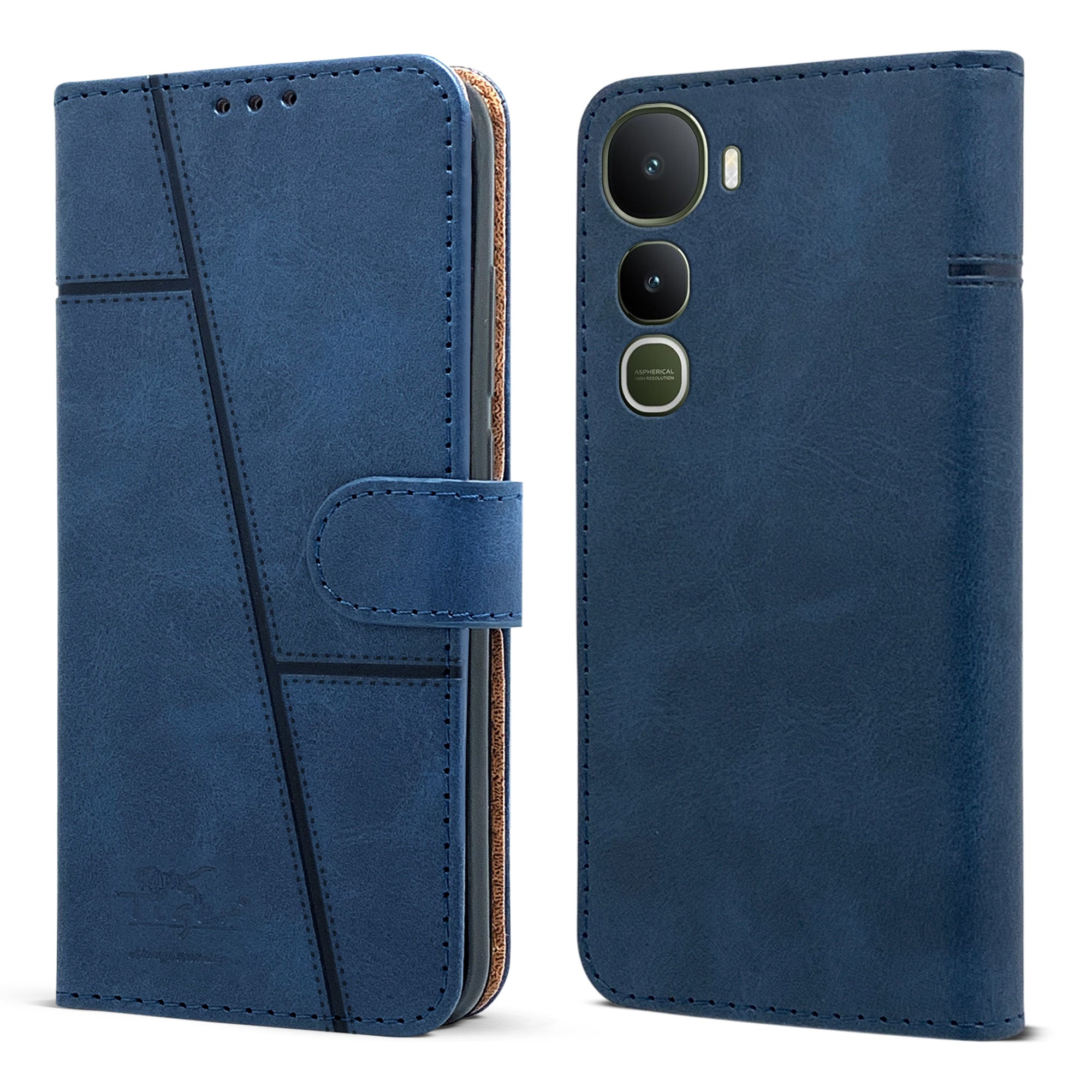 For Vivo Y400 Flip Case Cover ( Stitched Leather with Magnetic Closure)
