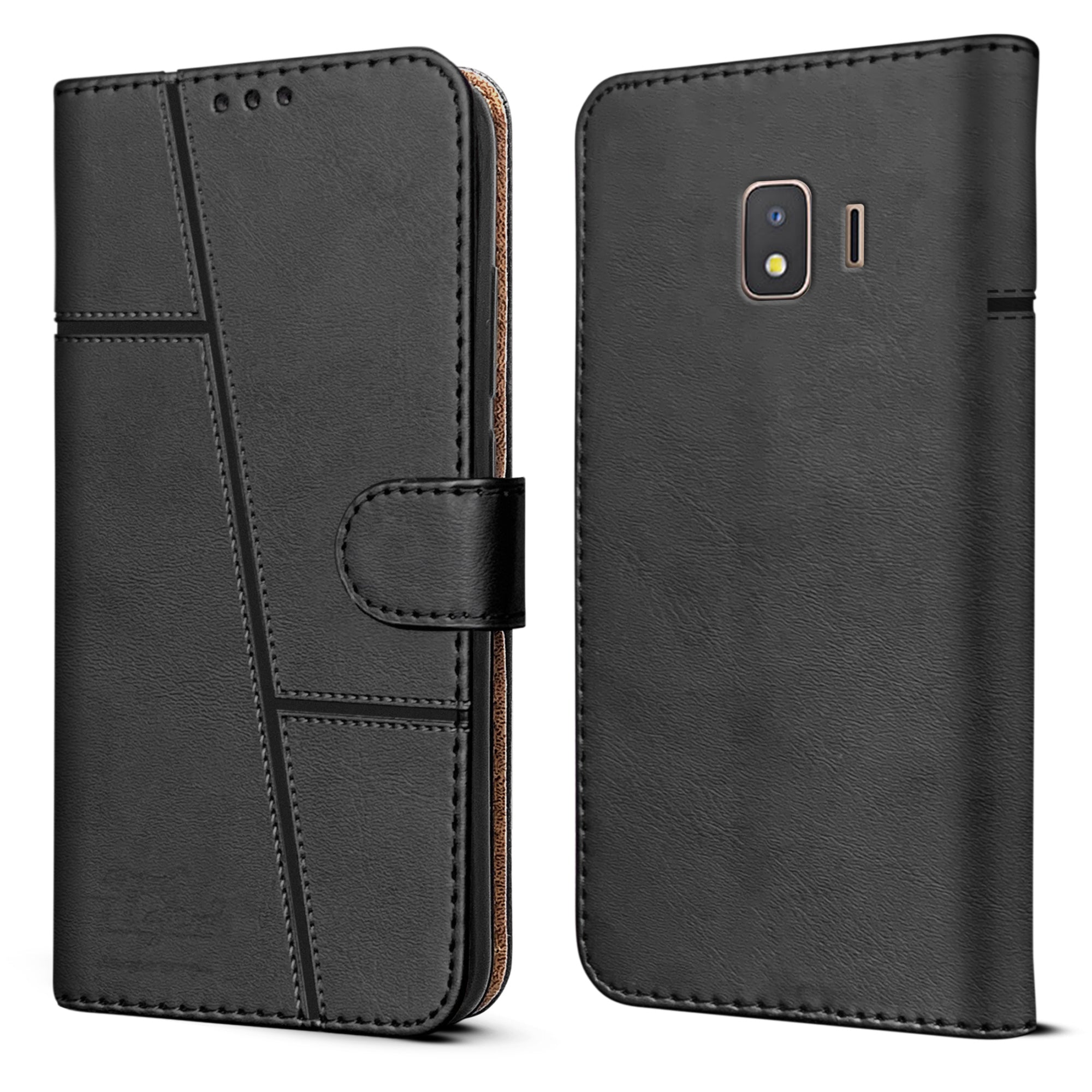 For Samsung Galaxy J2 Core Flip Cover Case (Stitched Leather with Magnetic Closure)