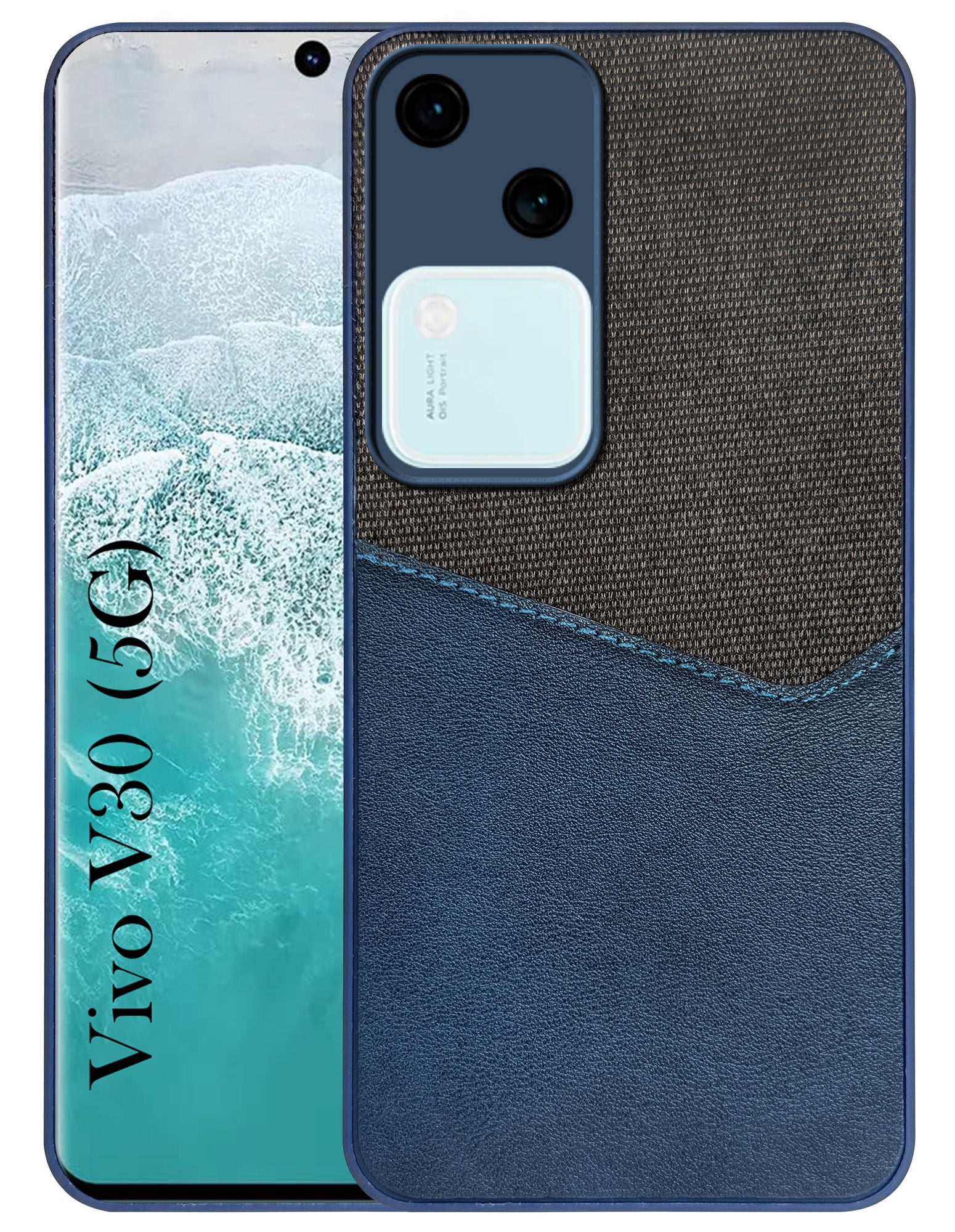 For Vivo V30 Back Cover Case (Dual PU Leather Stitch | Professional Minimalist | Soft and Flexible)